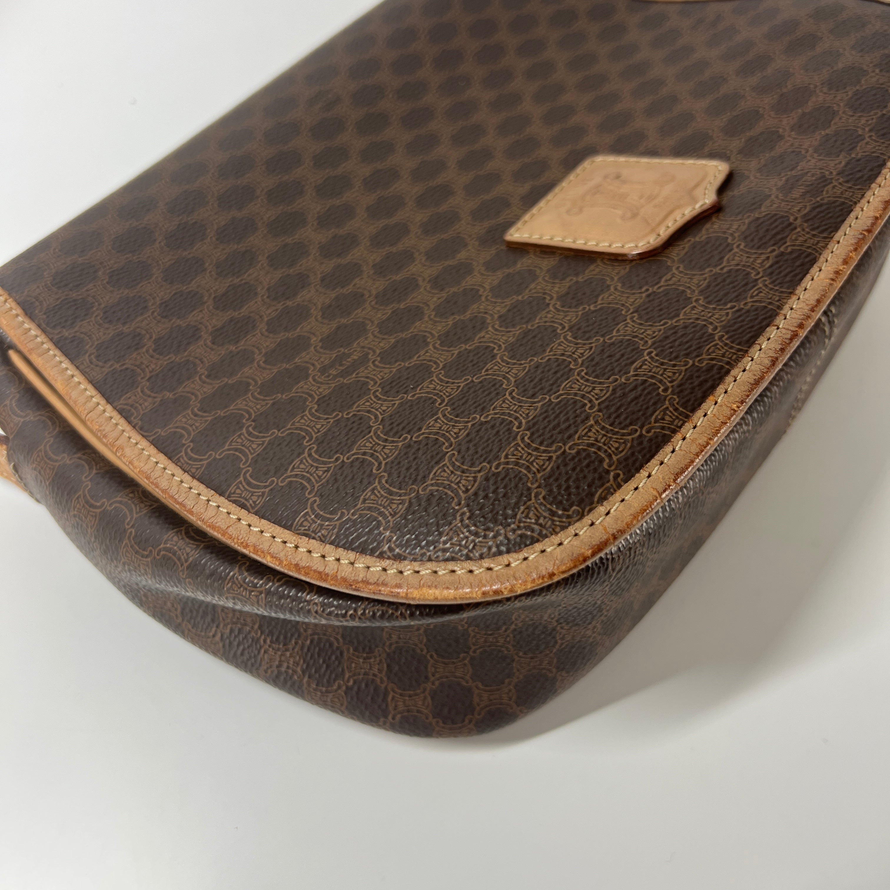 Sac à main CELINE toile et cuir marron