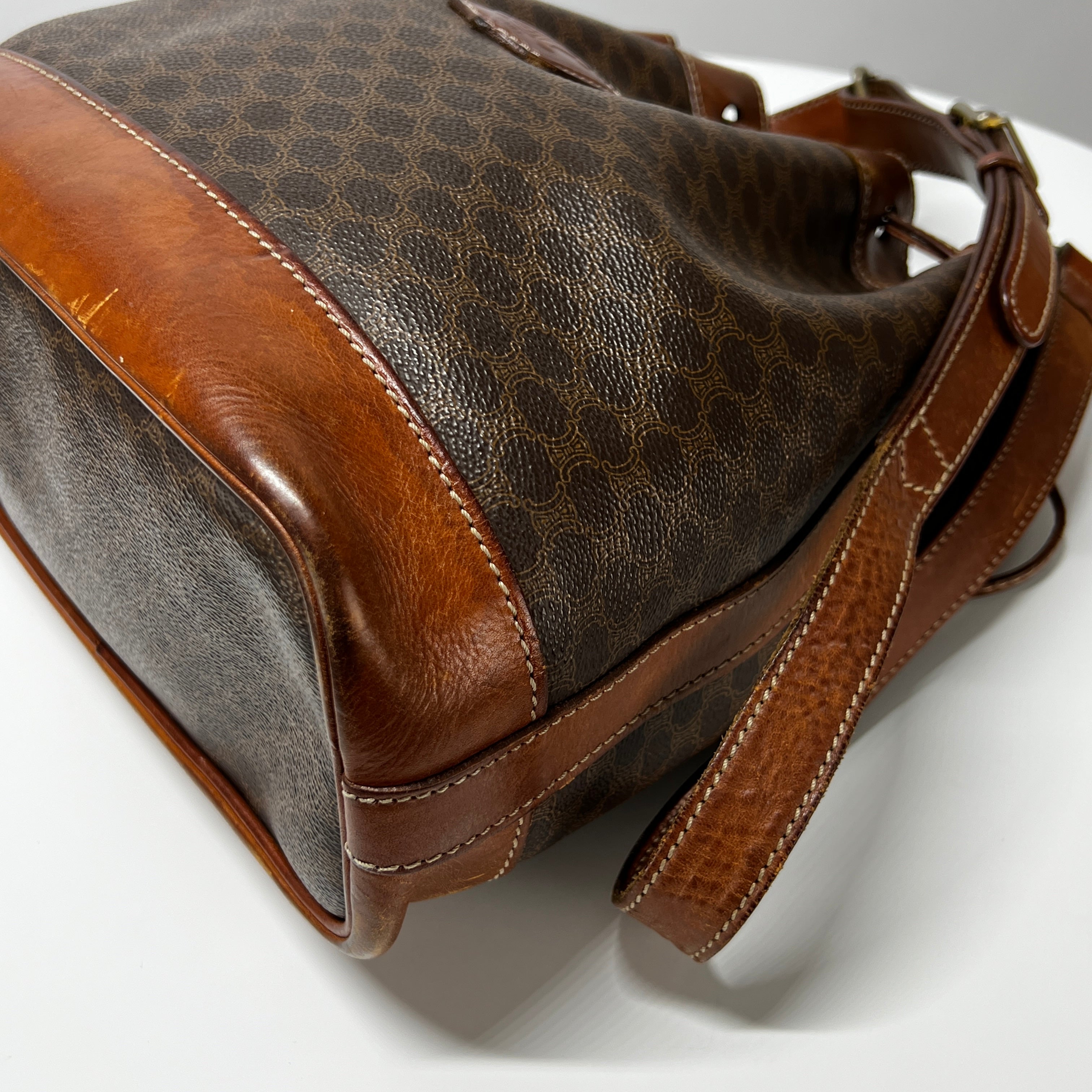 Sac sceau CELINE toile et cuir marron