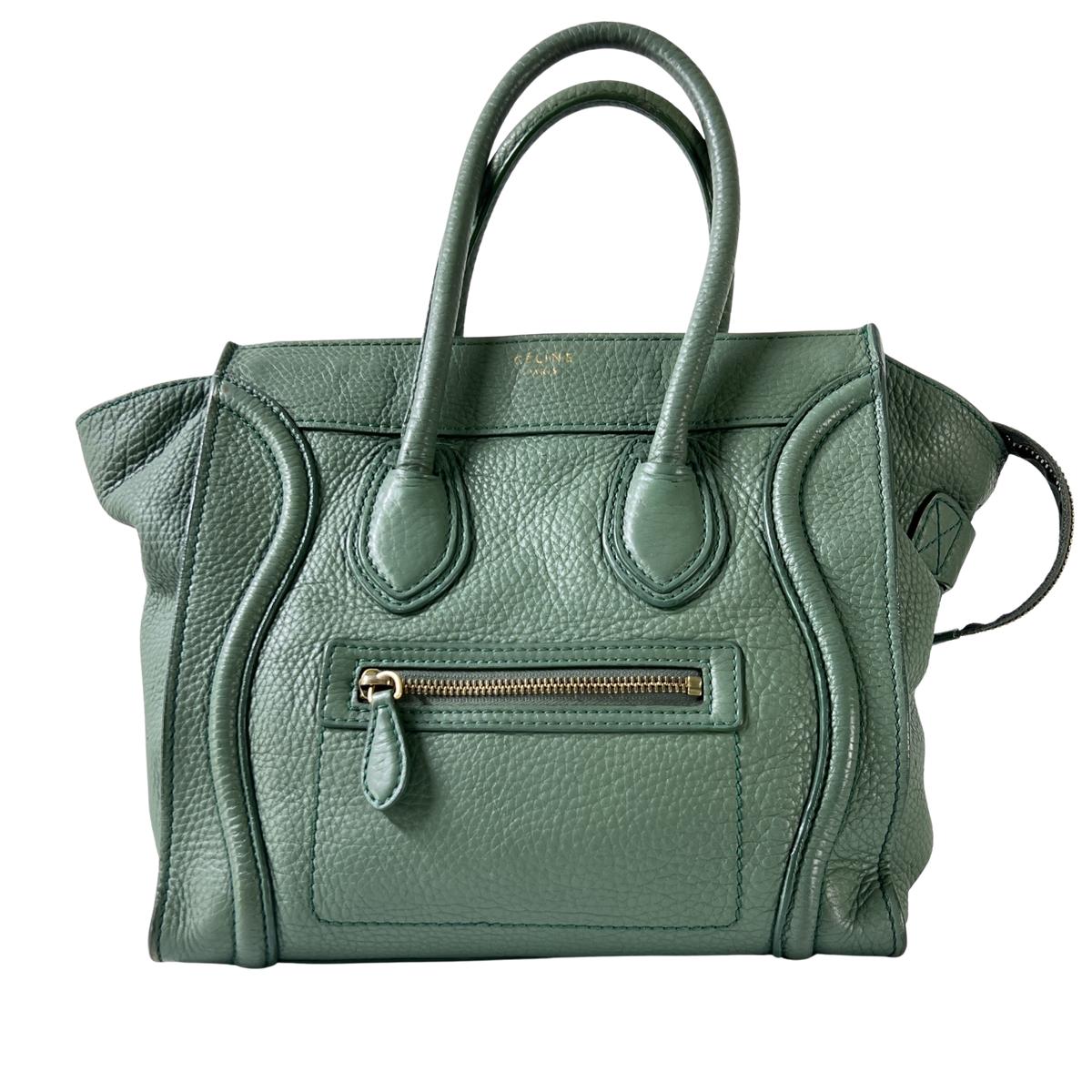 Sac à main CELINE Micro Luggage cuir vert