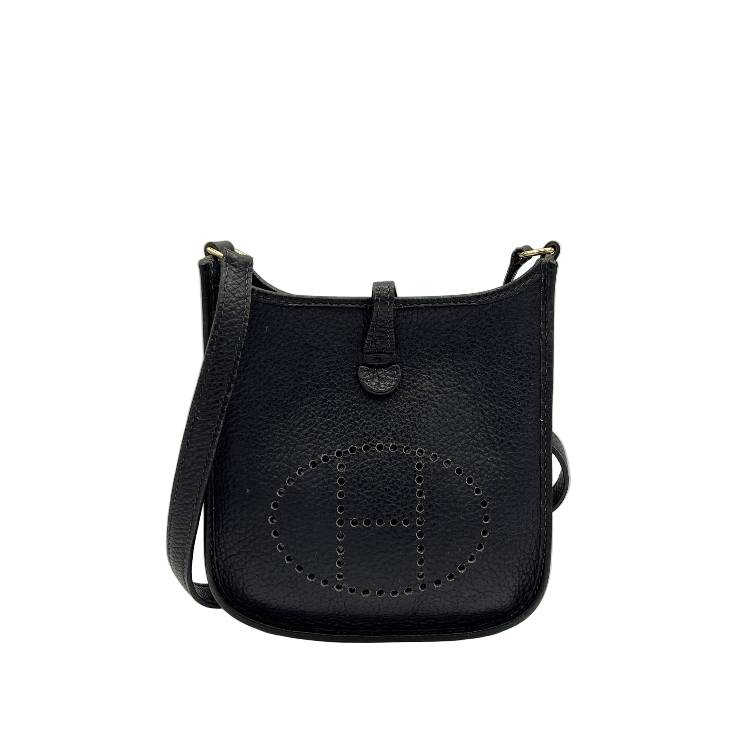 Sac à main HERMÈS Evelyne TPM (Mini) cuir clémence noir