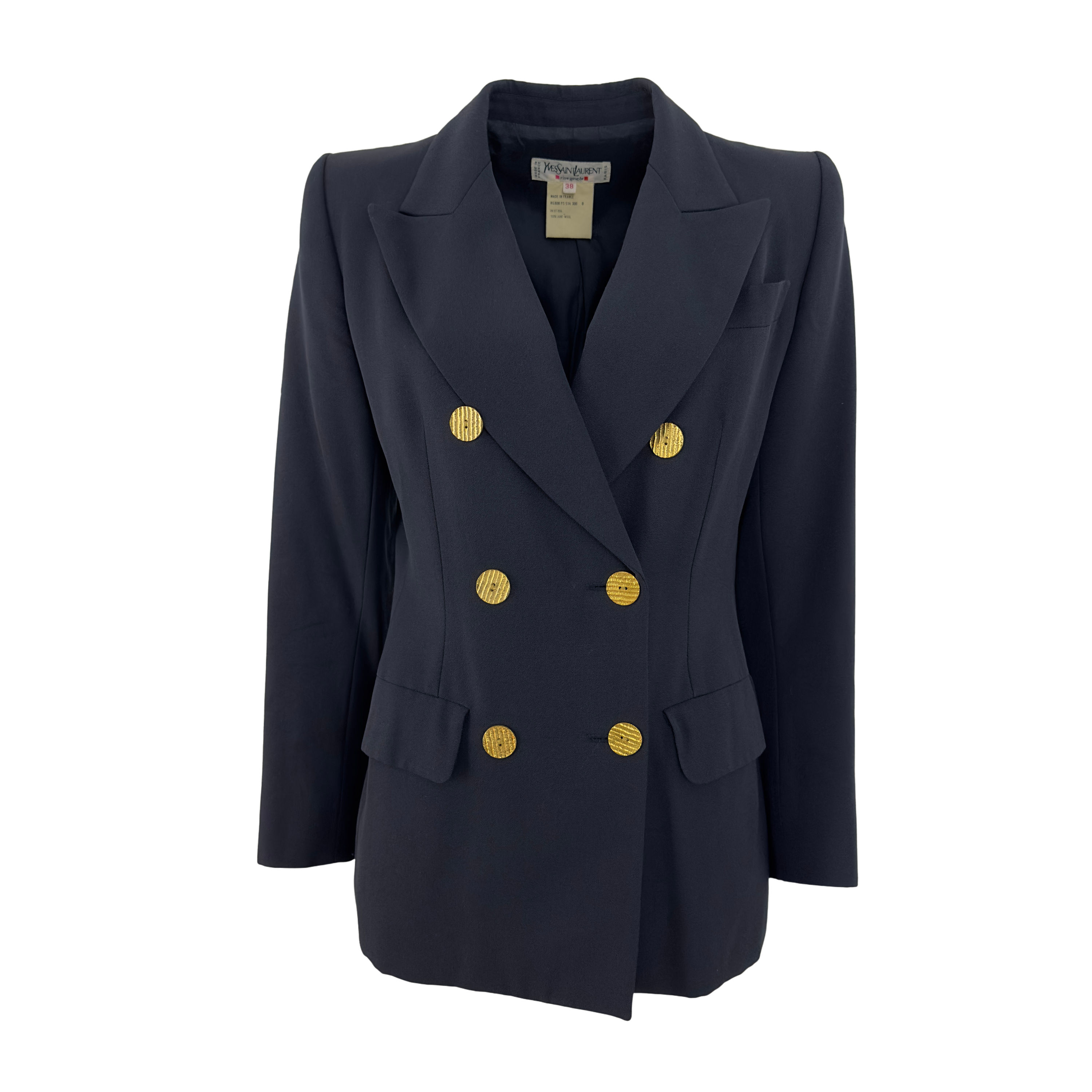 Blazer YVES SAINT LAURENT Rive Gauche S laine bleu marine