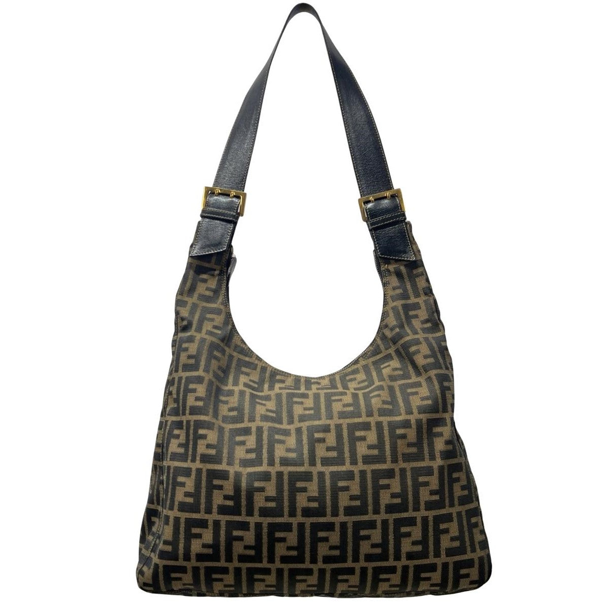 Sac à main FENDI Hobo toile et cuir marron