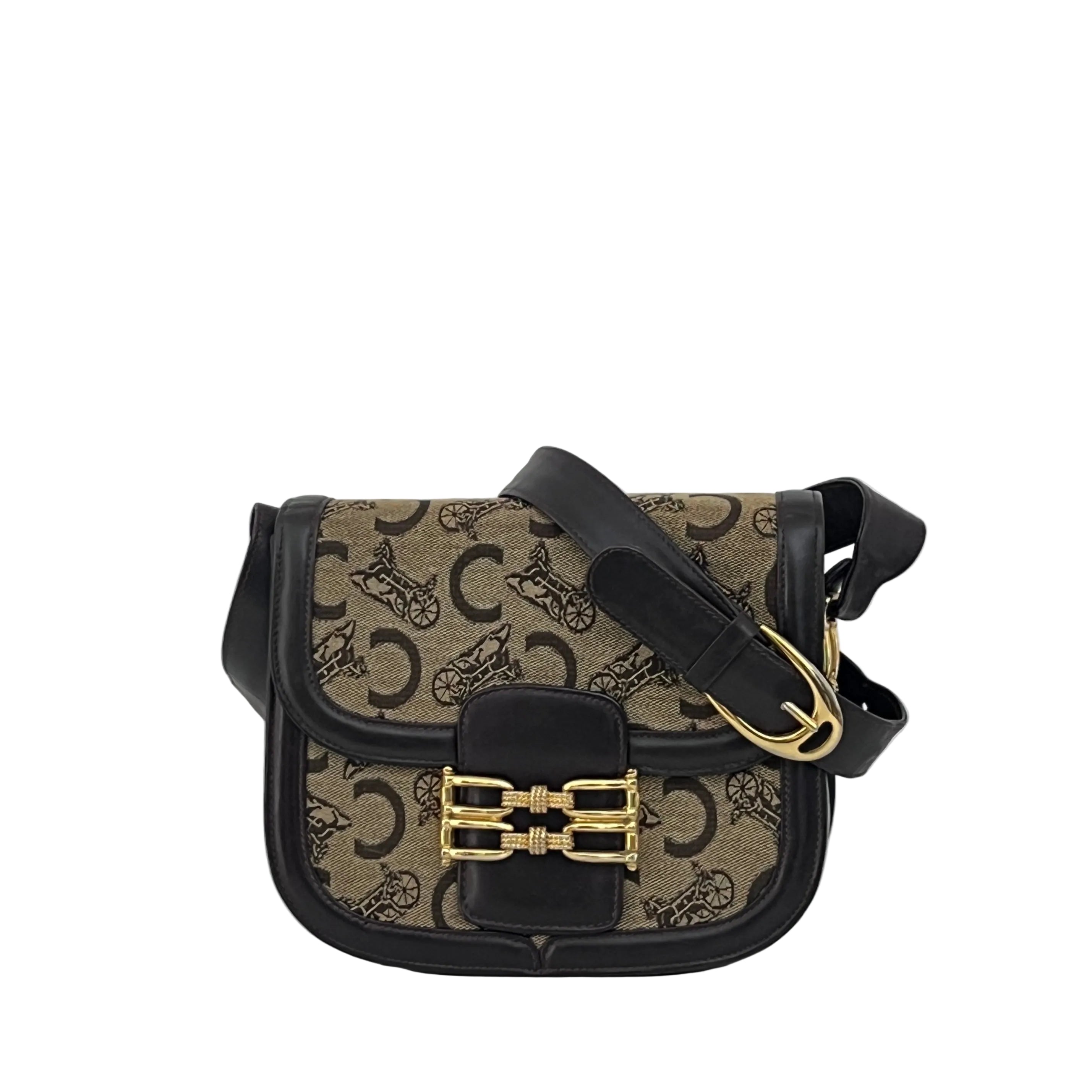 Sac CELINE Triomphe C Carriage toile et cuir marron