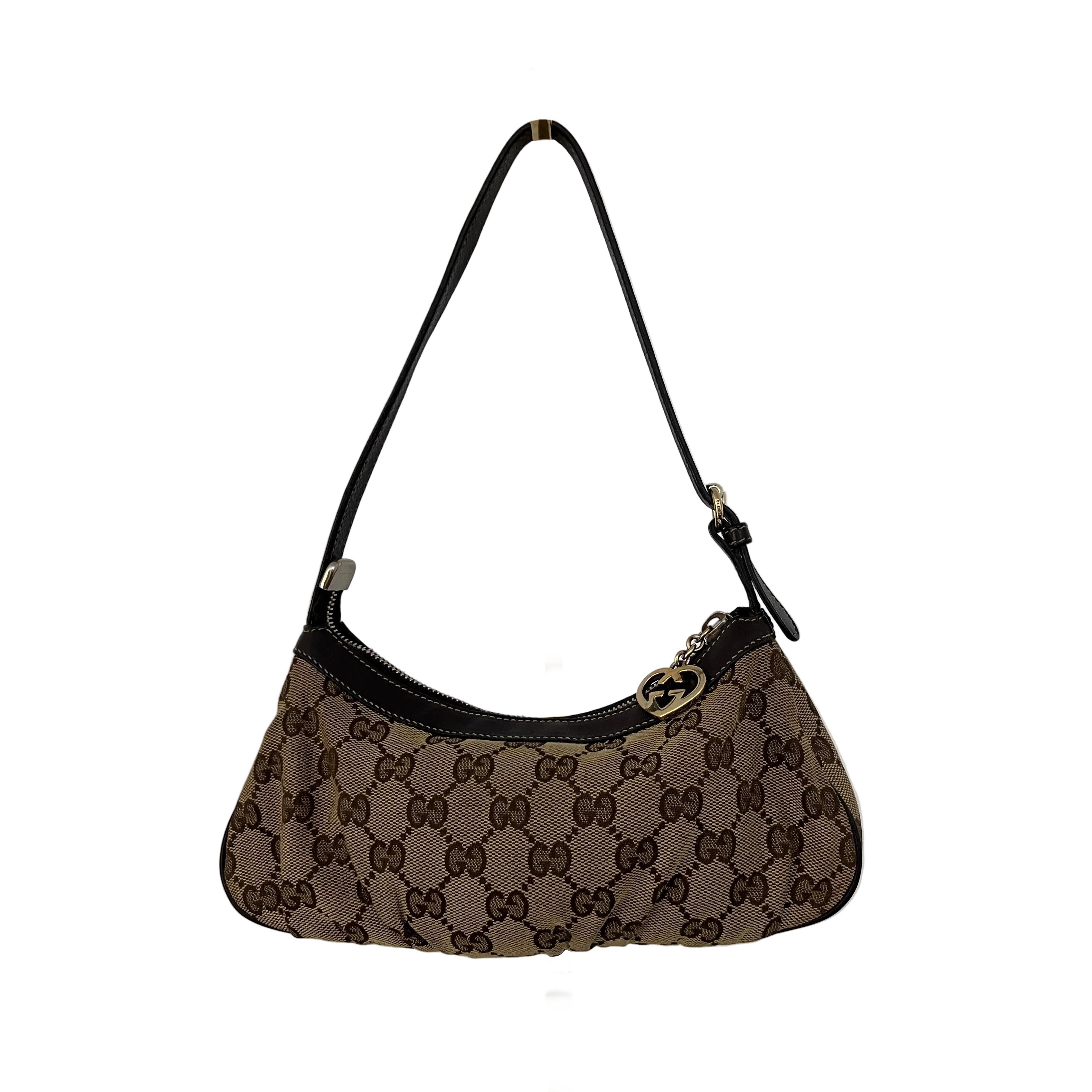 Sac GUCCI Hobo toile et cuir marron