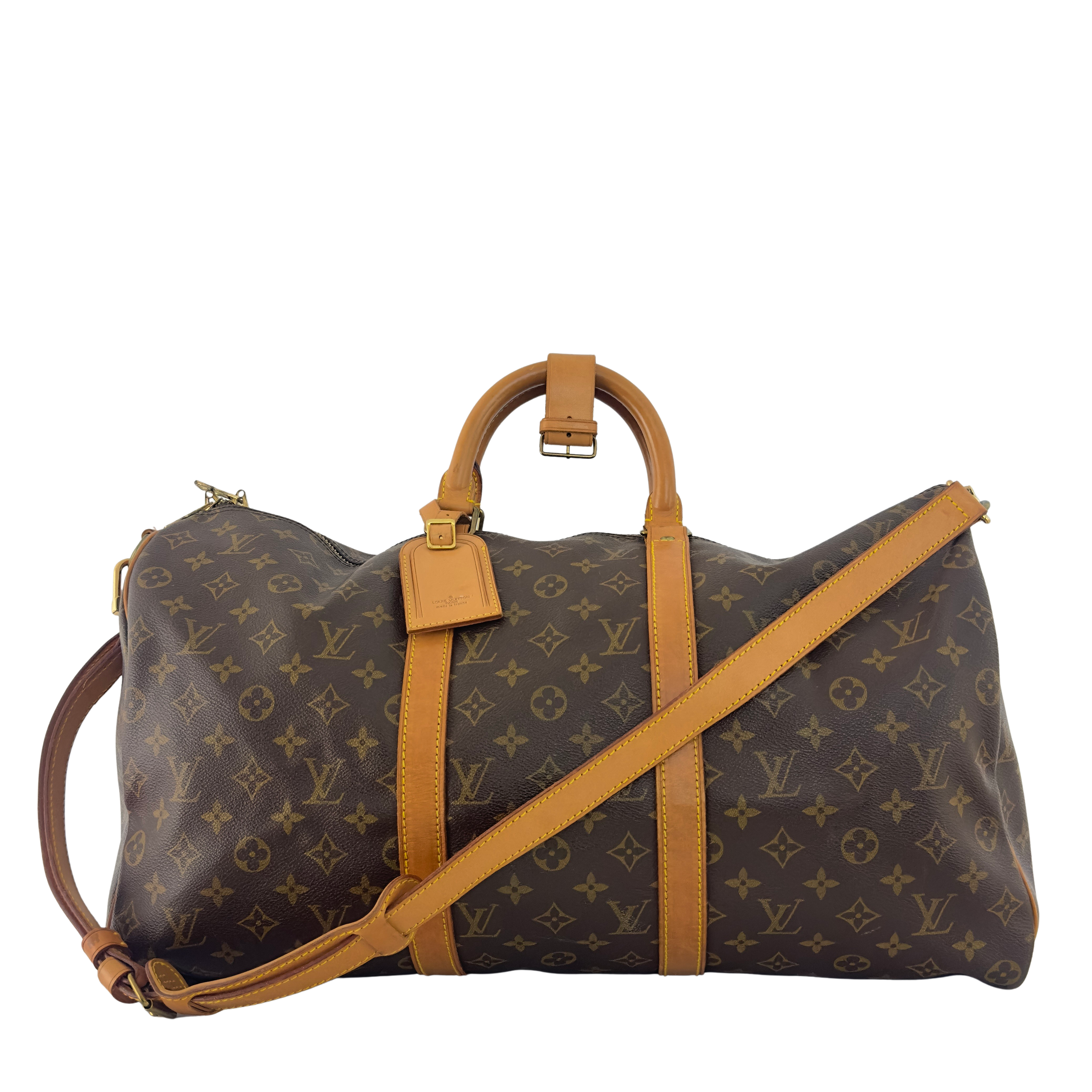 Sac à main LOUIS VUITTON Keepall 50 toile et cuir marron