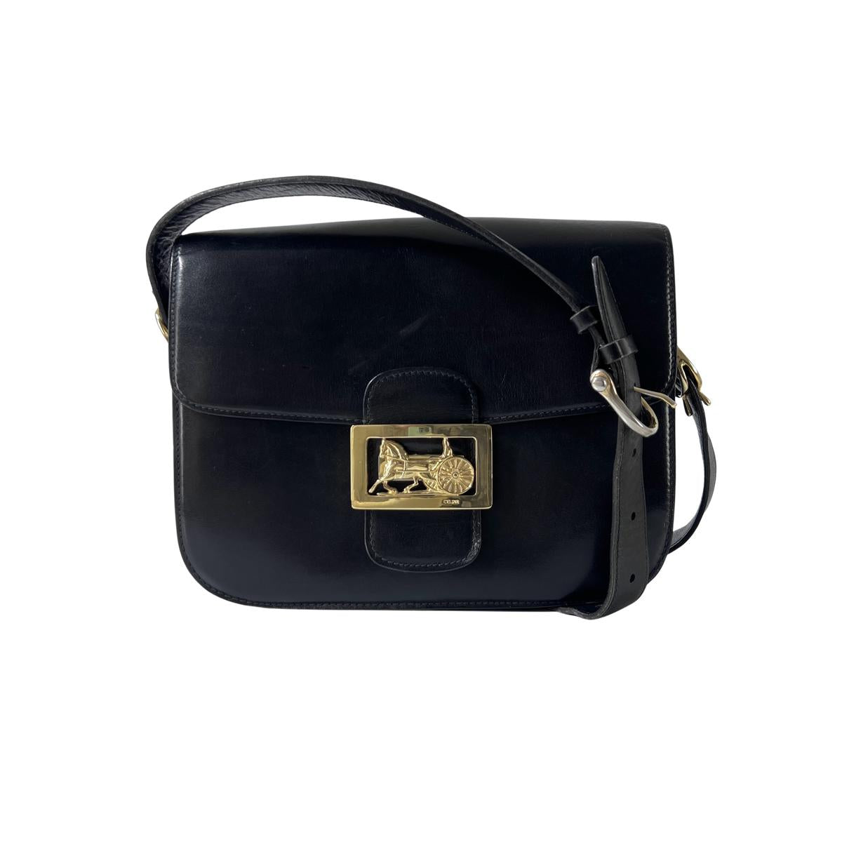 Sac à main CELINE Triomphe cuir noir