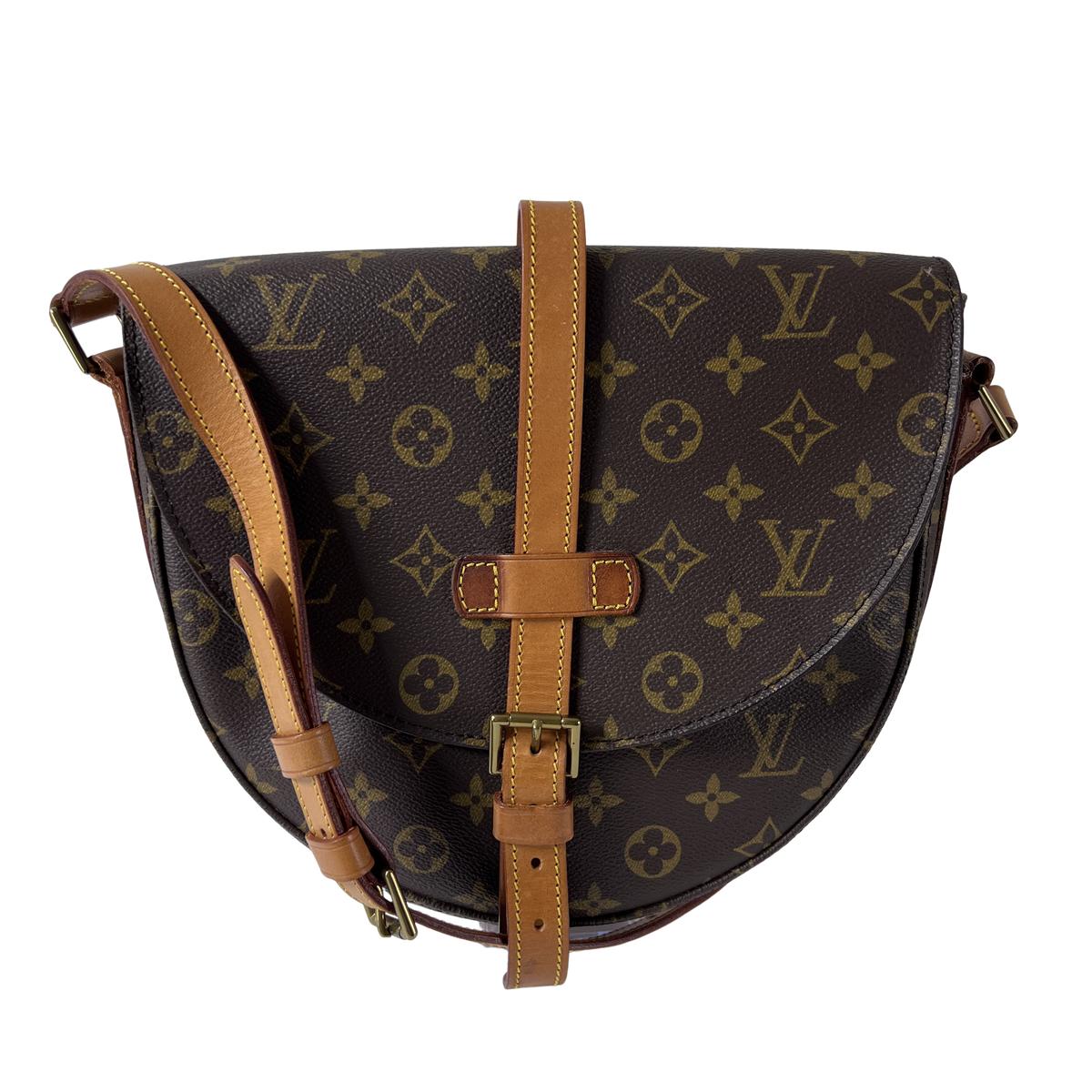 LOUIS VUITTON Chantilly canvas and brown leather handbag