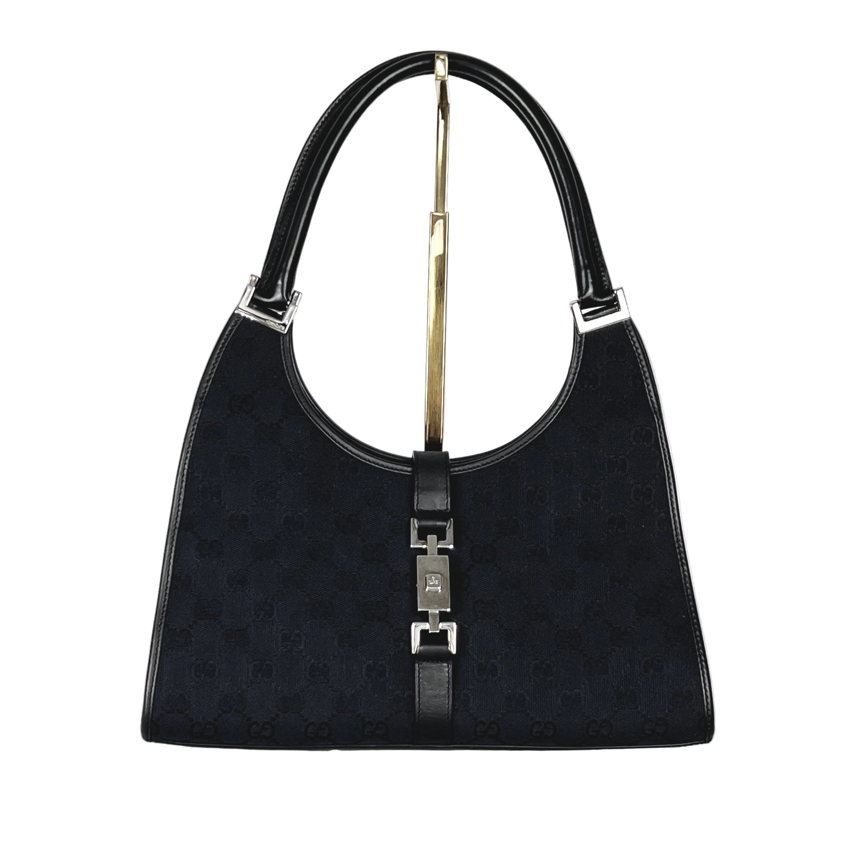 Sac à main GUCCI Jackie toile et cuir noir