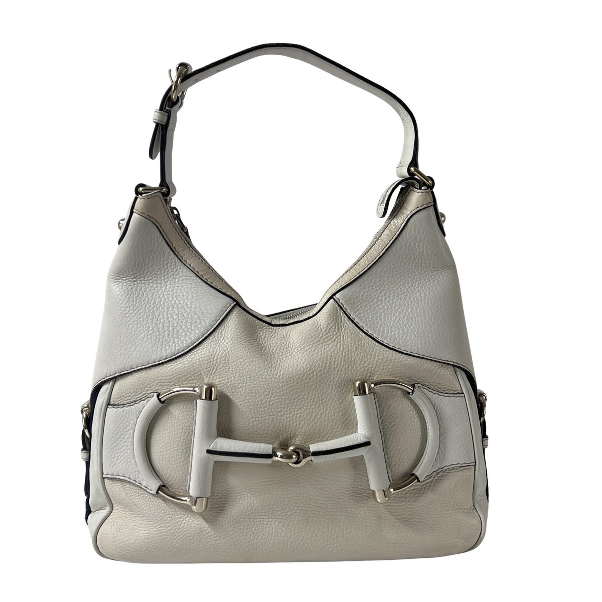 GUCCI Horsebit beige leather handbag