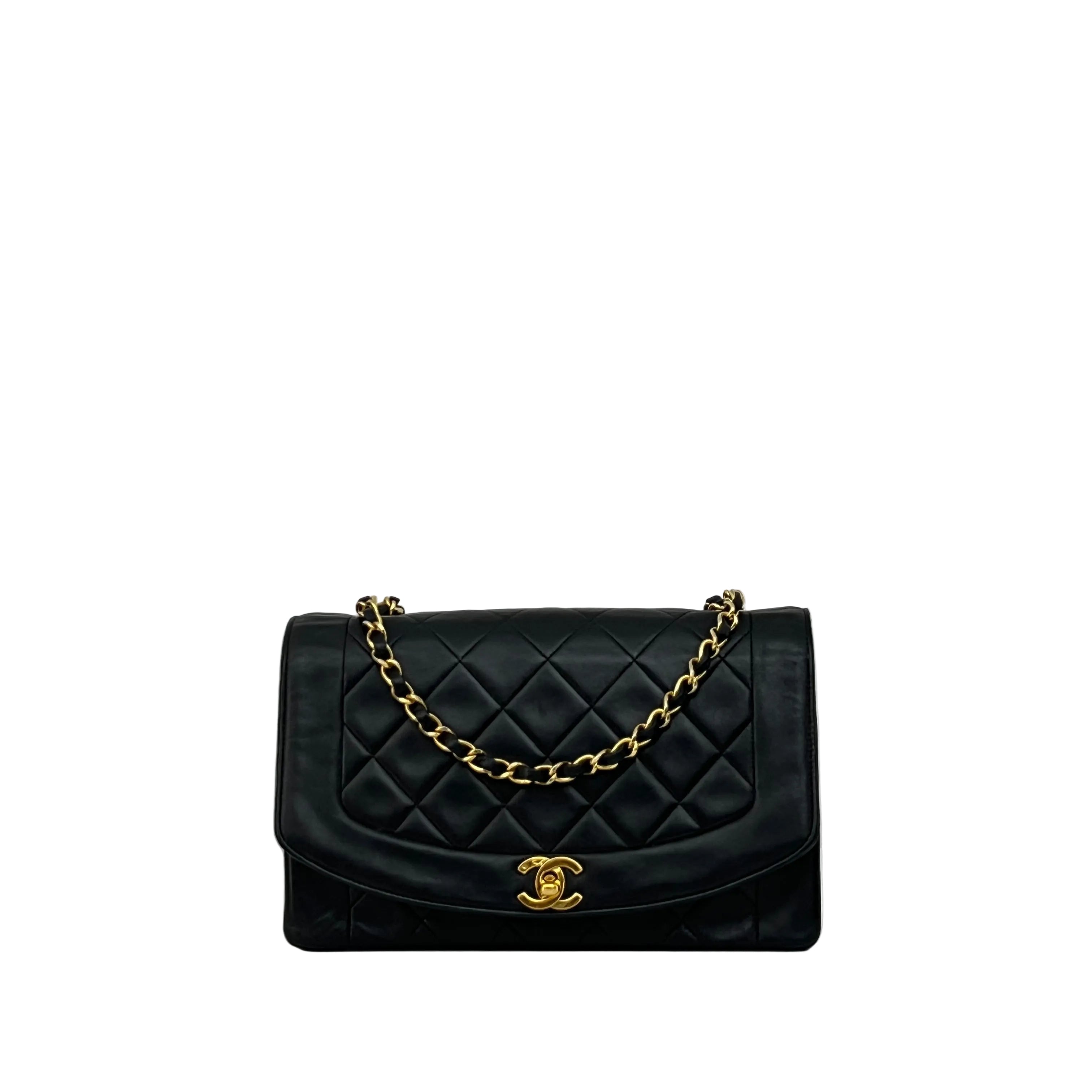 Sac à bandoulière CHANEL Diana Medium cuir d'agneau noir