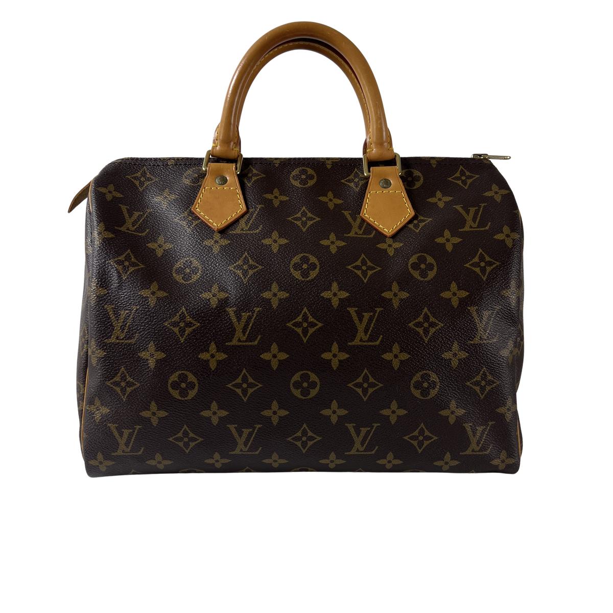 LOUIS VUITTON Speedy 30 canvas and brown leather handbag