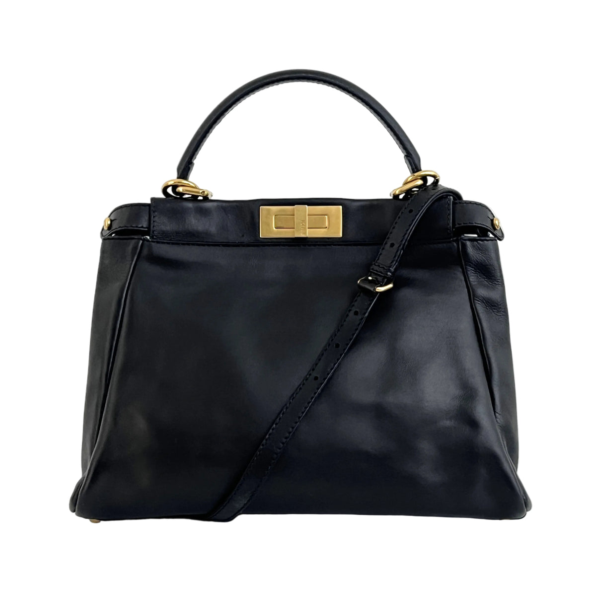 Sac à bandoulière FENDI Peekaboo cuir lisse noir