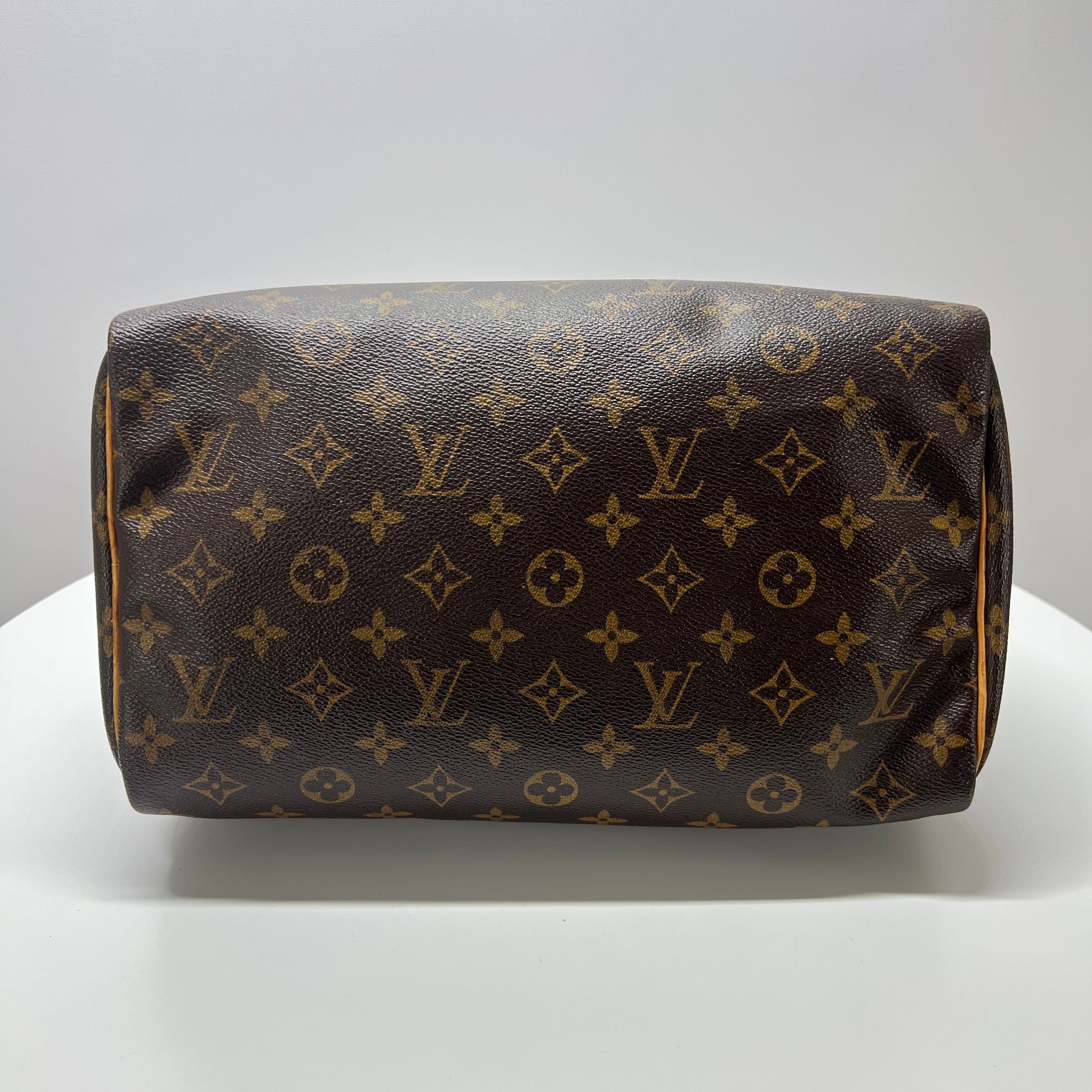 LOUIS VUITTON Speedy 30 canvas and brown leather handbag