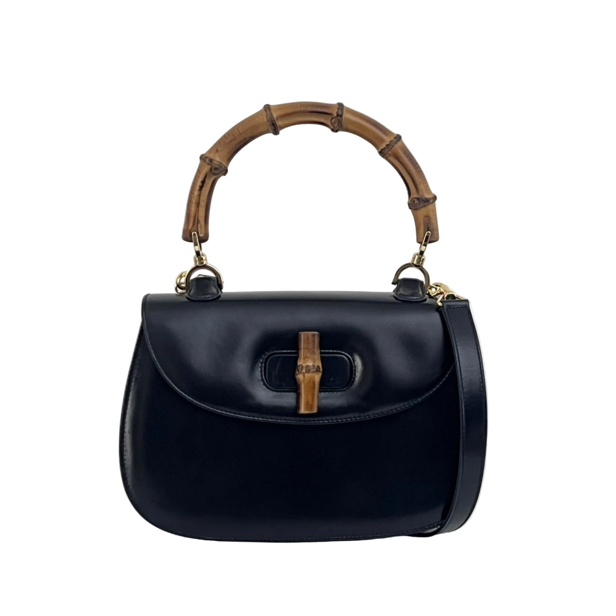 Sac à bandoulière GUCCI Bamboo 1947 Moyen cuir lisse noir
