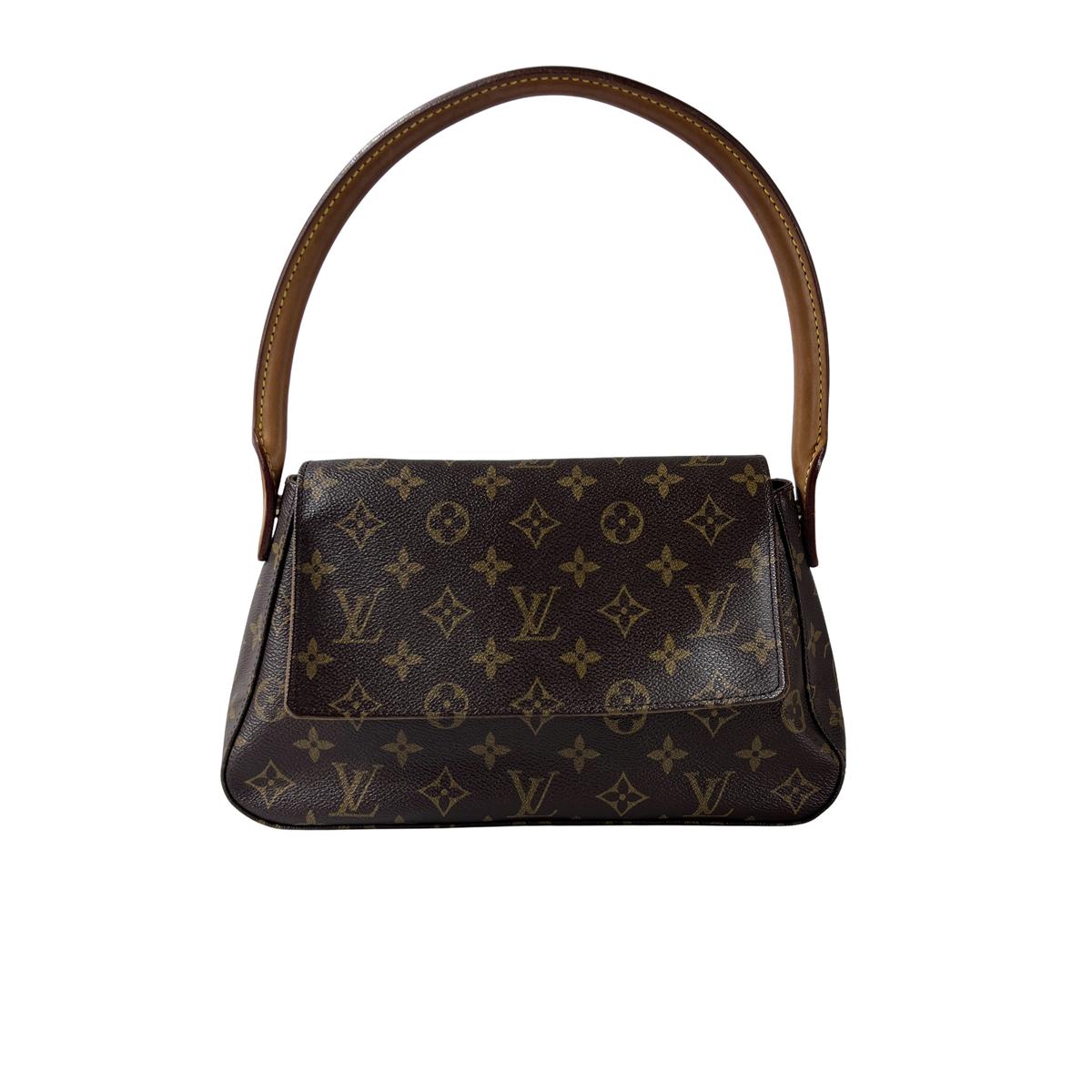 LOUIS VUITTON Looping handbag in brown canvas and leather