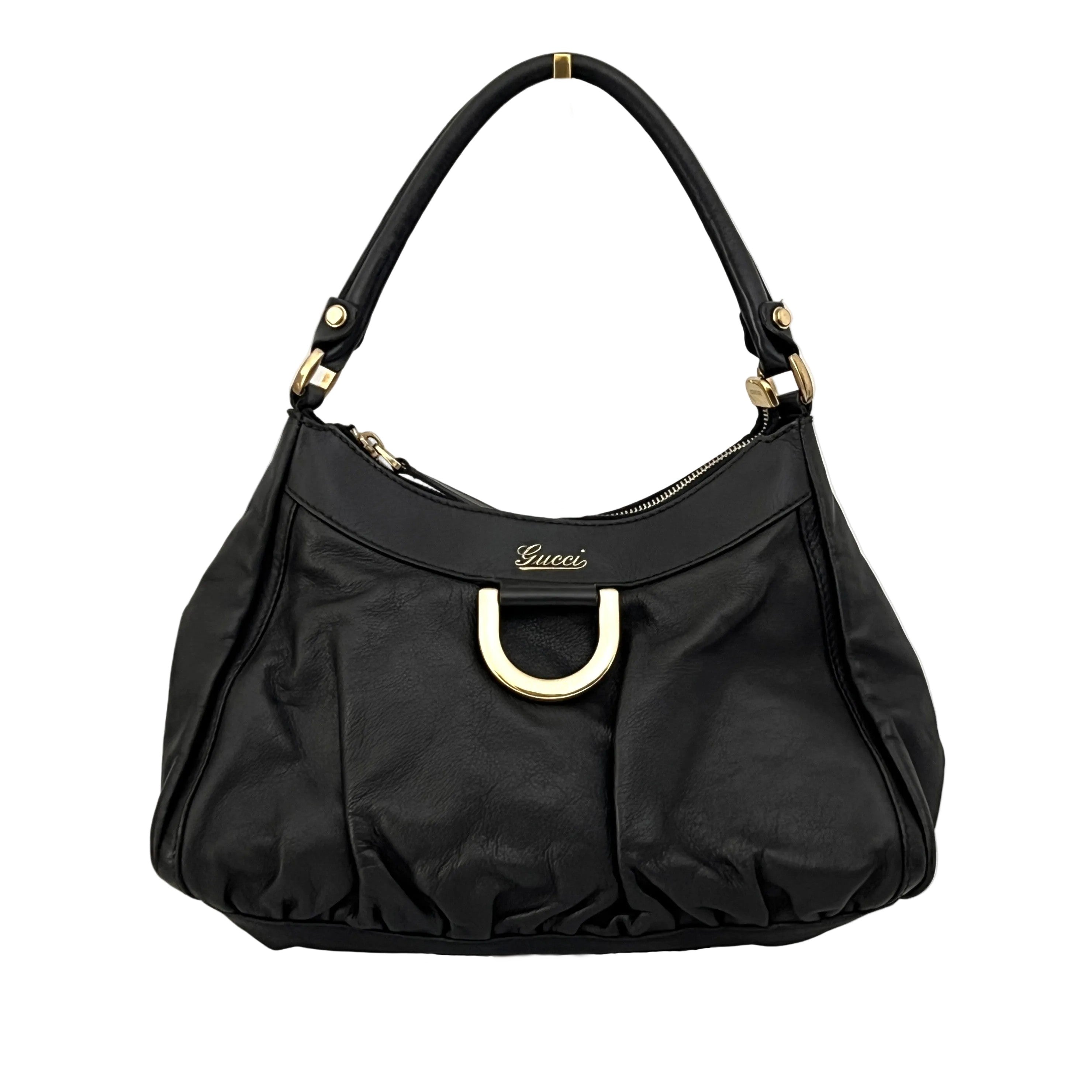 Sac GUCCI D-ring cuir lisse noir