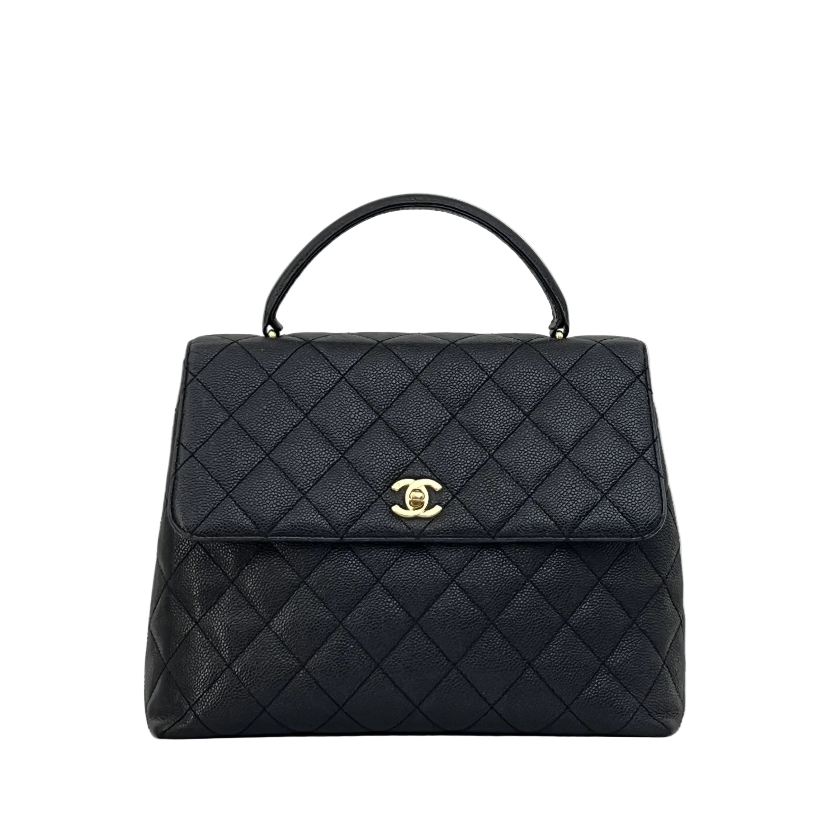 CHANEL Top Handle bag black caviar leather vintage 2003-2004