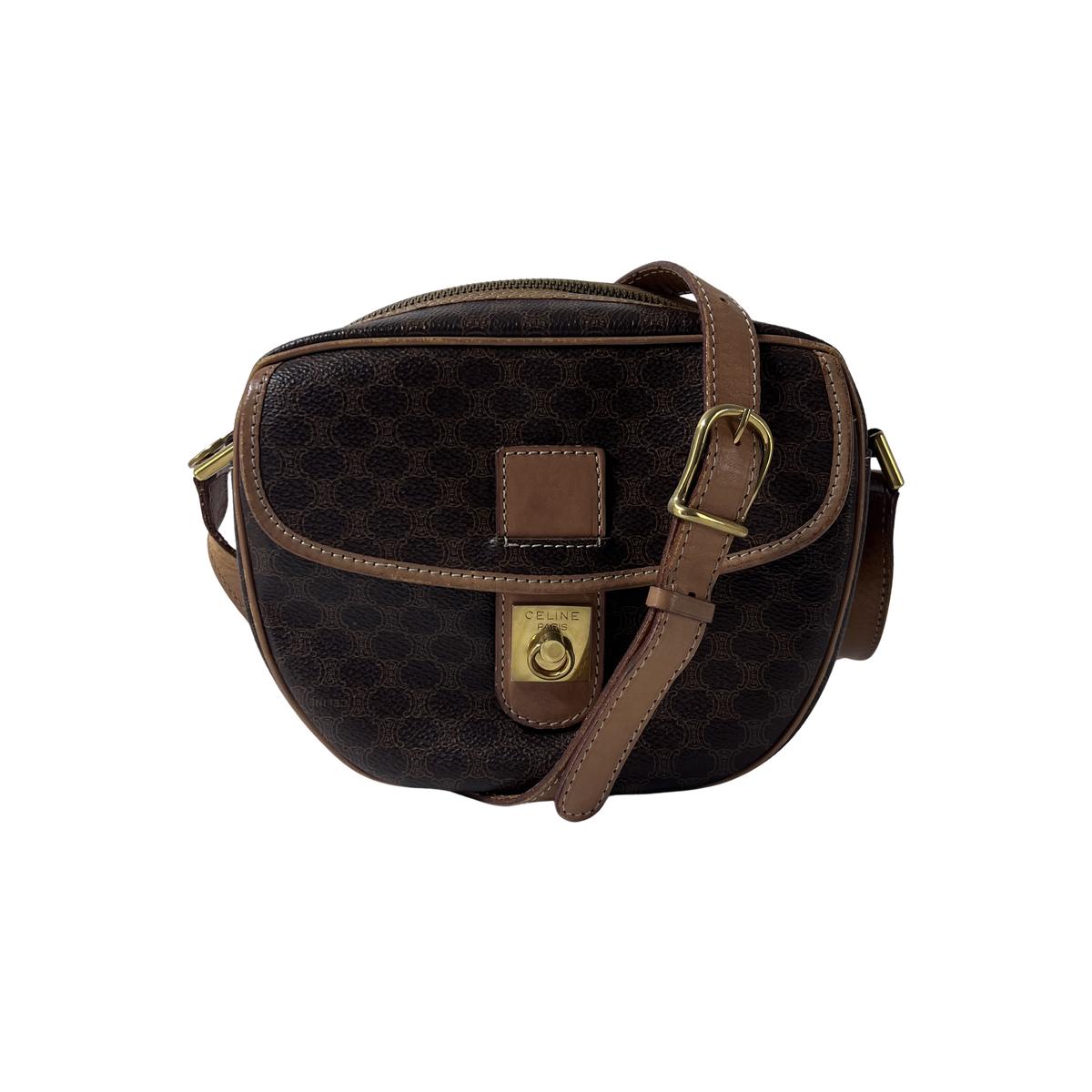 Sac à main CELINE toile et cuir marron