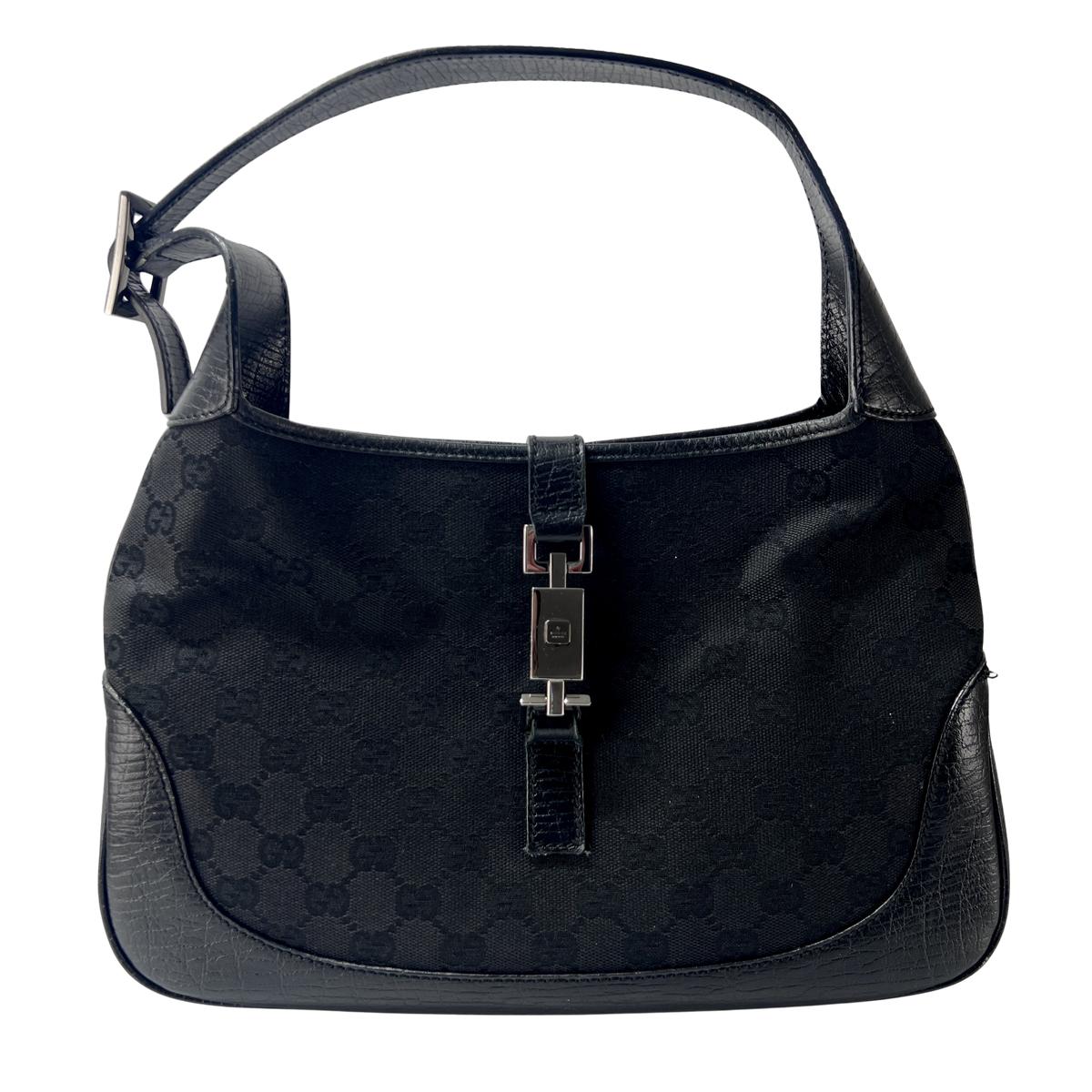 Sac à main GUCCI Jackie toile et cuir noir