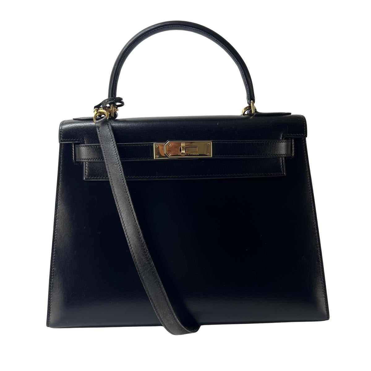 Sac à main HERMES Kelly cuir noir