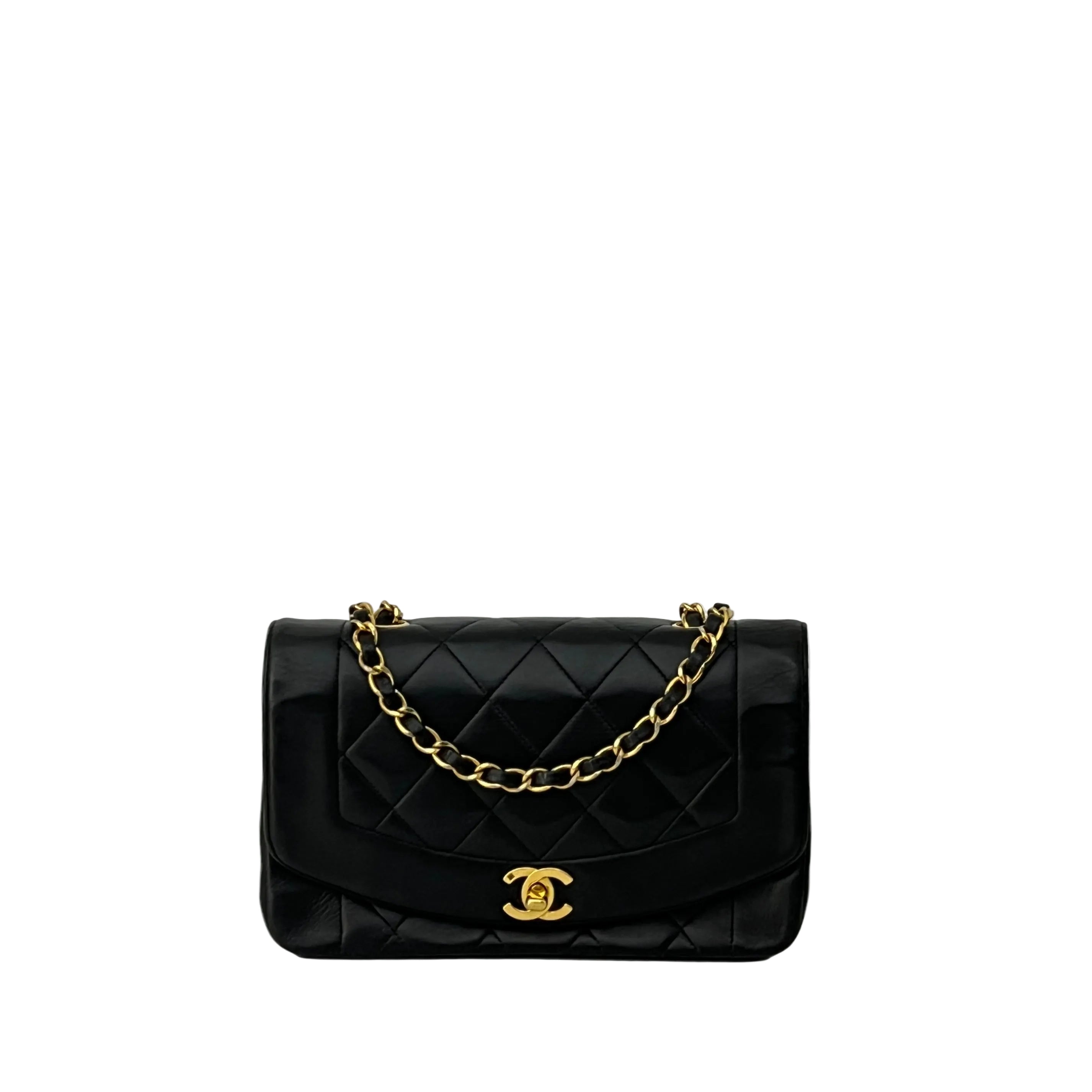 Sac à bandoulière CHANEL Diana Small cuir d'agneau noir
