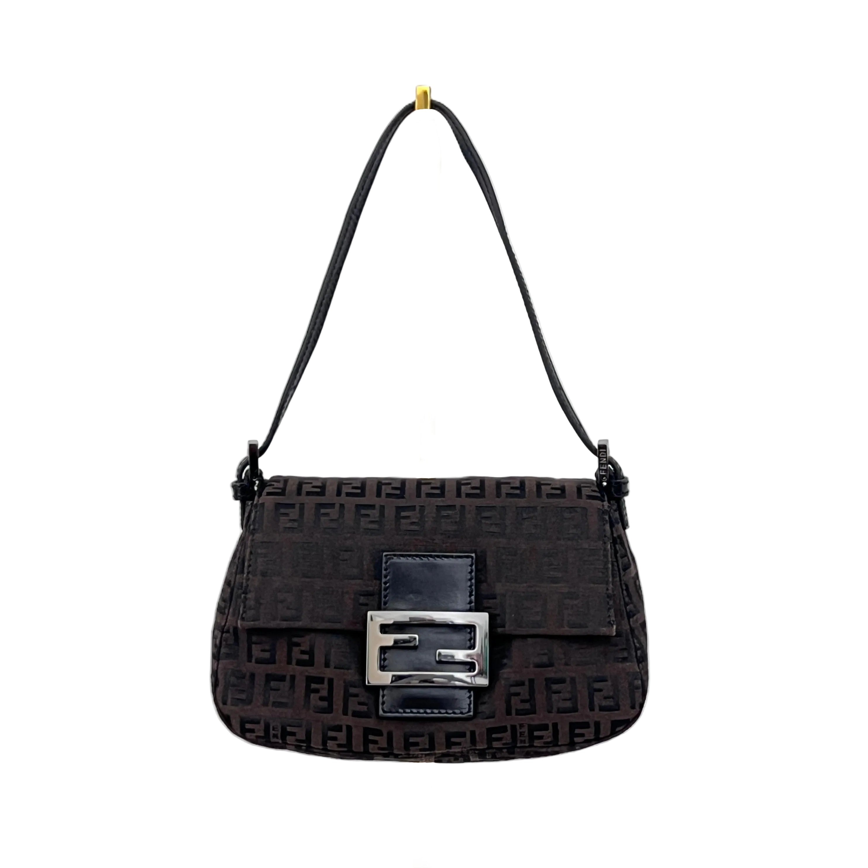 Sac FENDI Mini Mamma toile et cuir marron