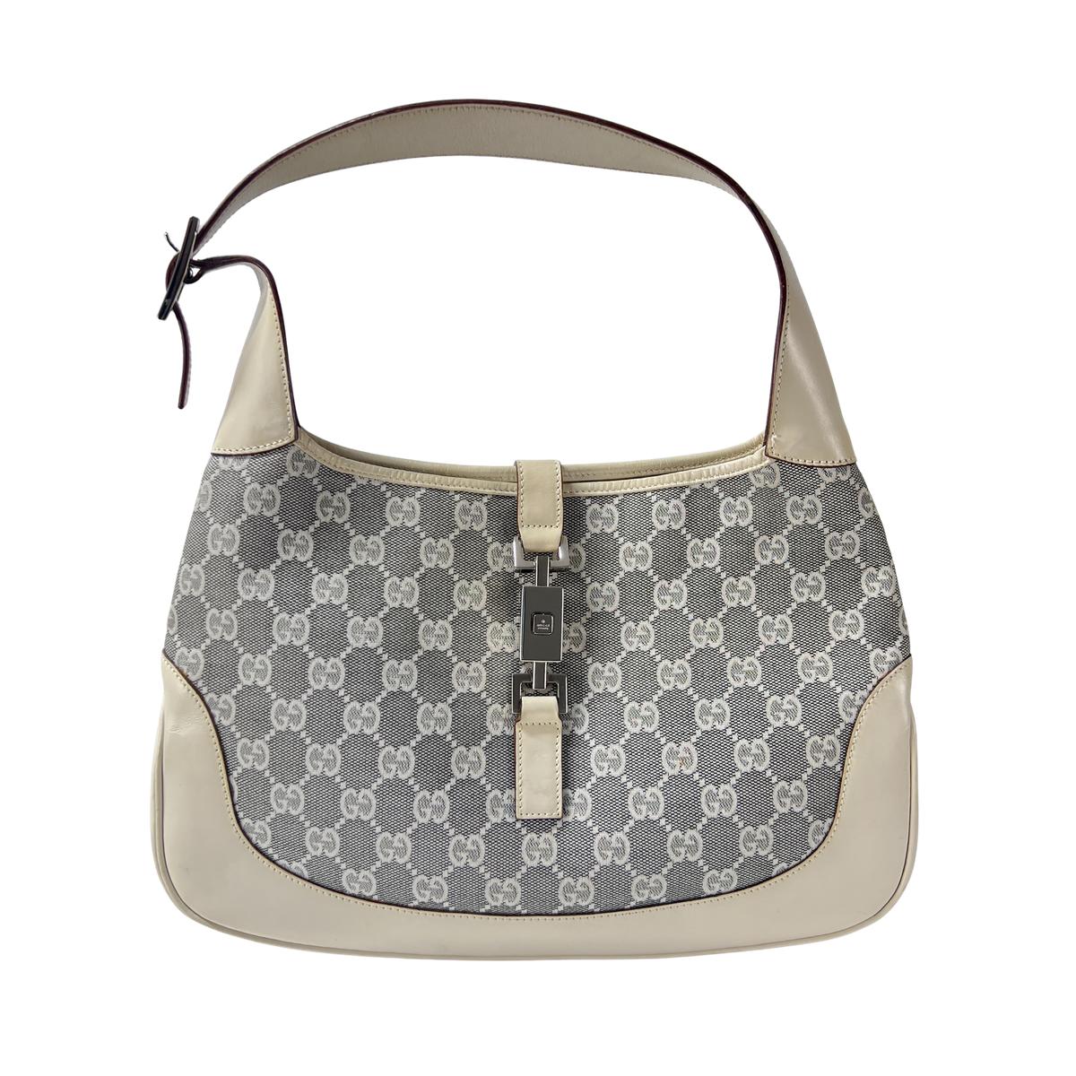 Sac à main GUCCI Jackie toile et cuir beige