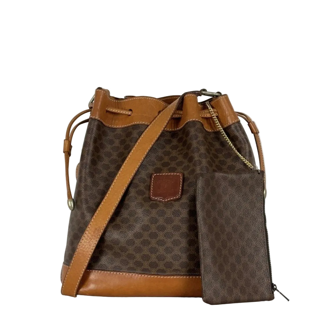 Sac à main CELINE Seau toile et cuir marron