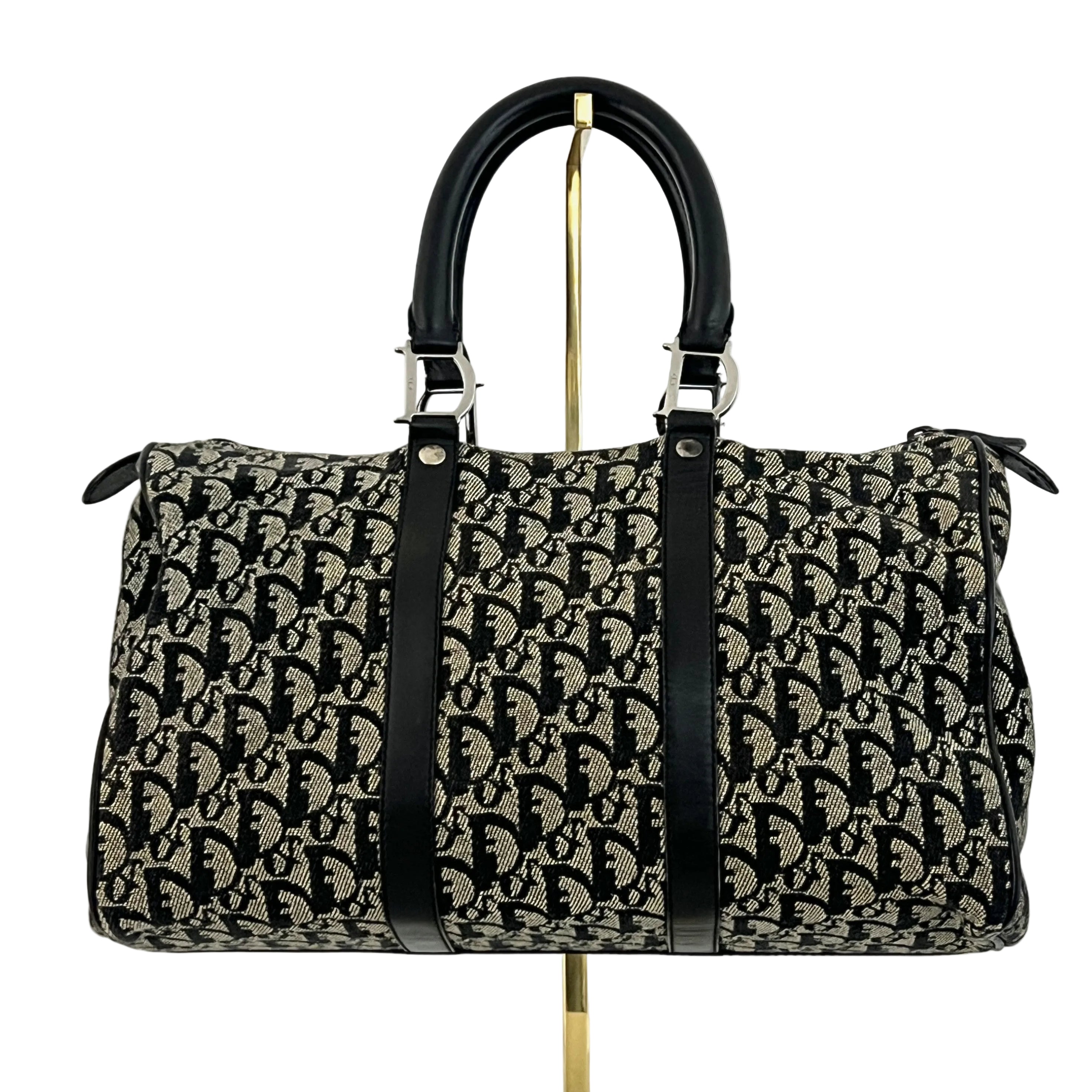 DIOR Boston Trotter handbag in navy canvas and leather