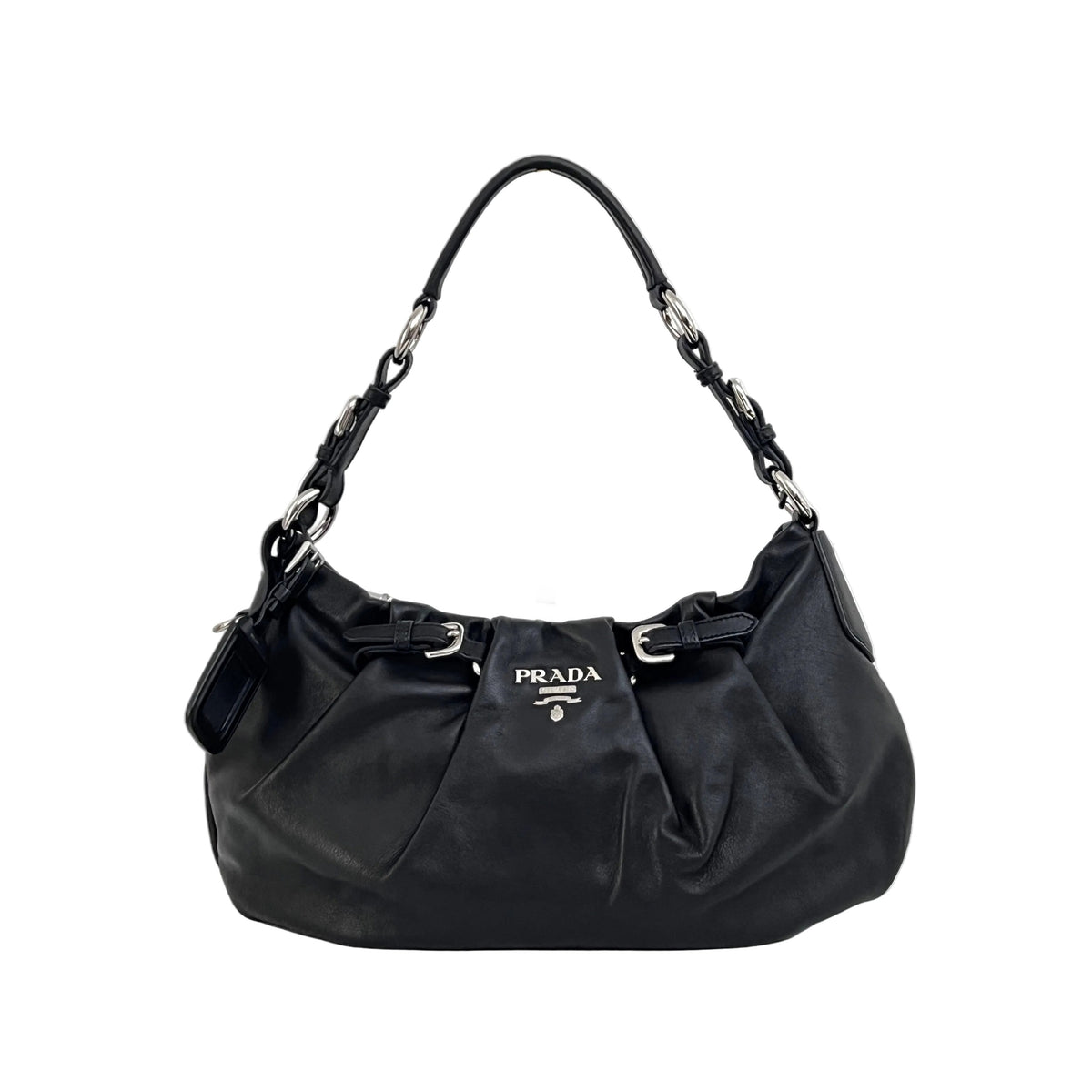 Sac PRADA Hobo Buckle cuir lisse noir