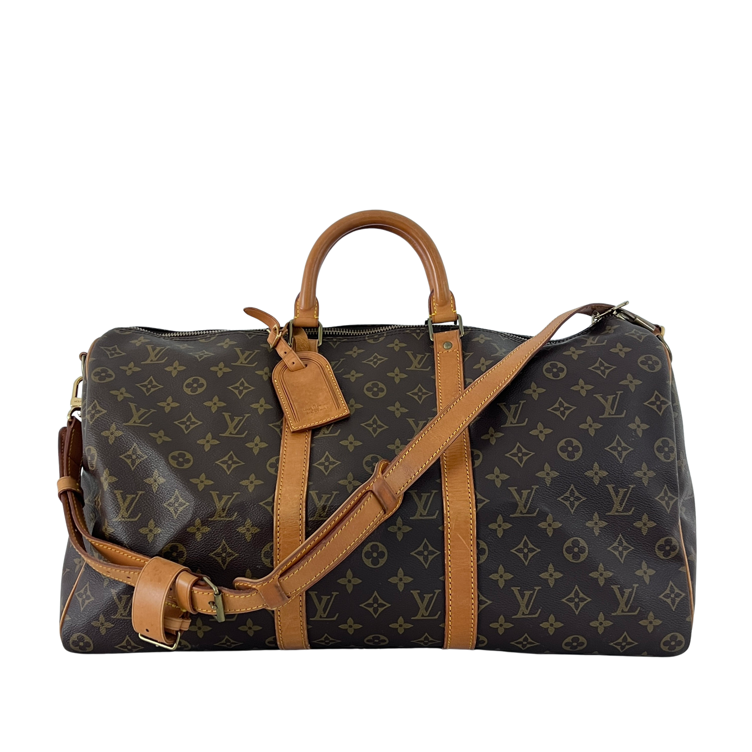 Sac à main LOUIS VUITTON Keepall 50 toile et cuir marron