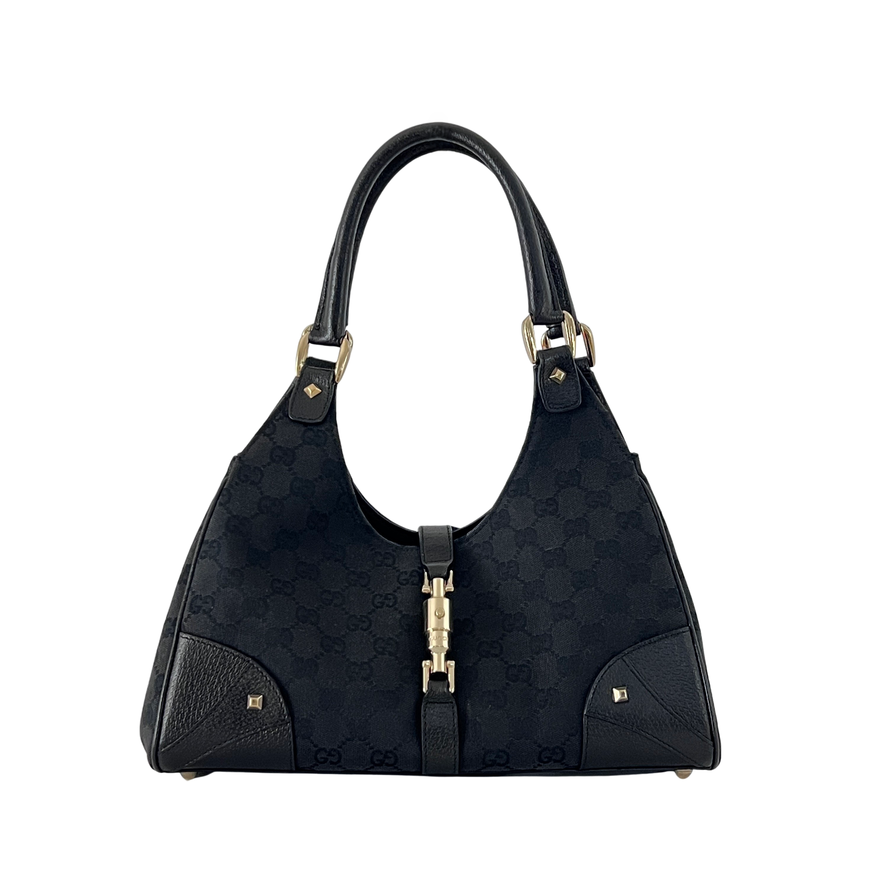 Sac à main GUCCI Jackie toile et cuir noir