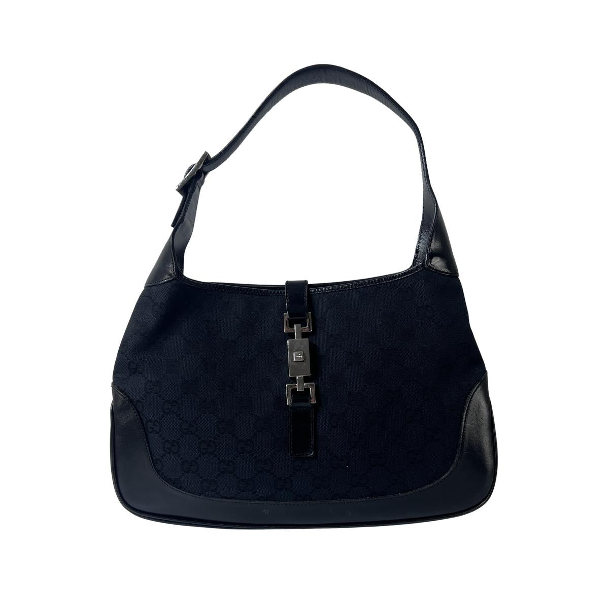Sac à main GUCCI Jackie toile et cuir noir