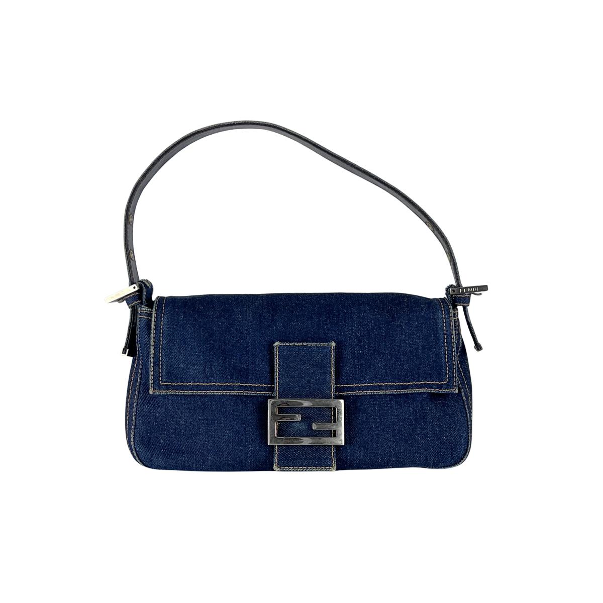 Sac à main FENDI Baguette denim bleu