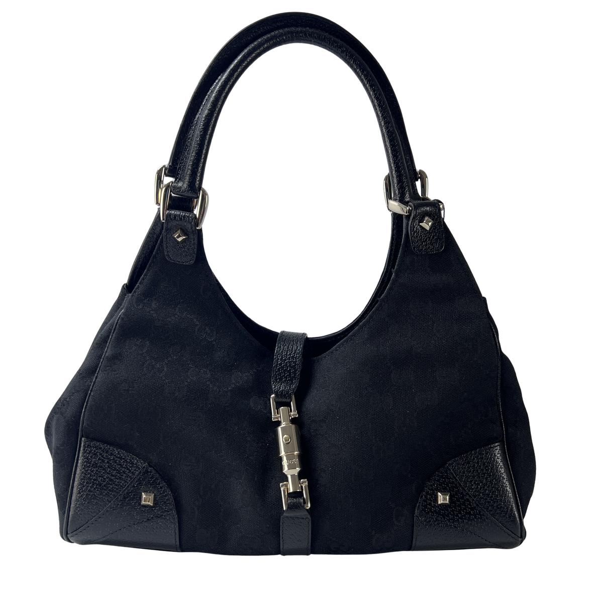 GUCCI Jackie canvas and black leather handbag