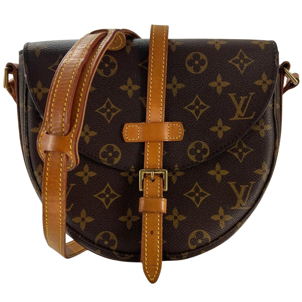 LOUIS VUITTON Chantilly canvas and brown leather handbag