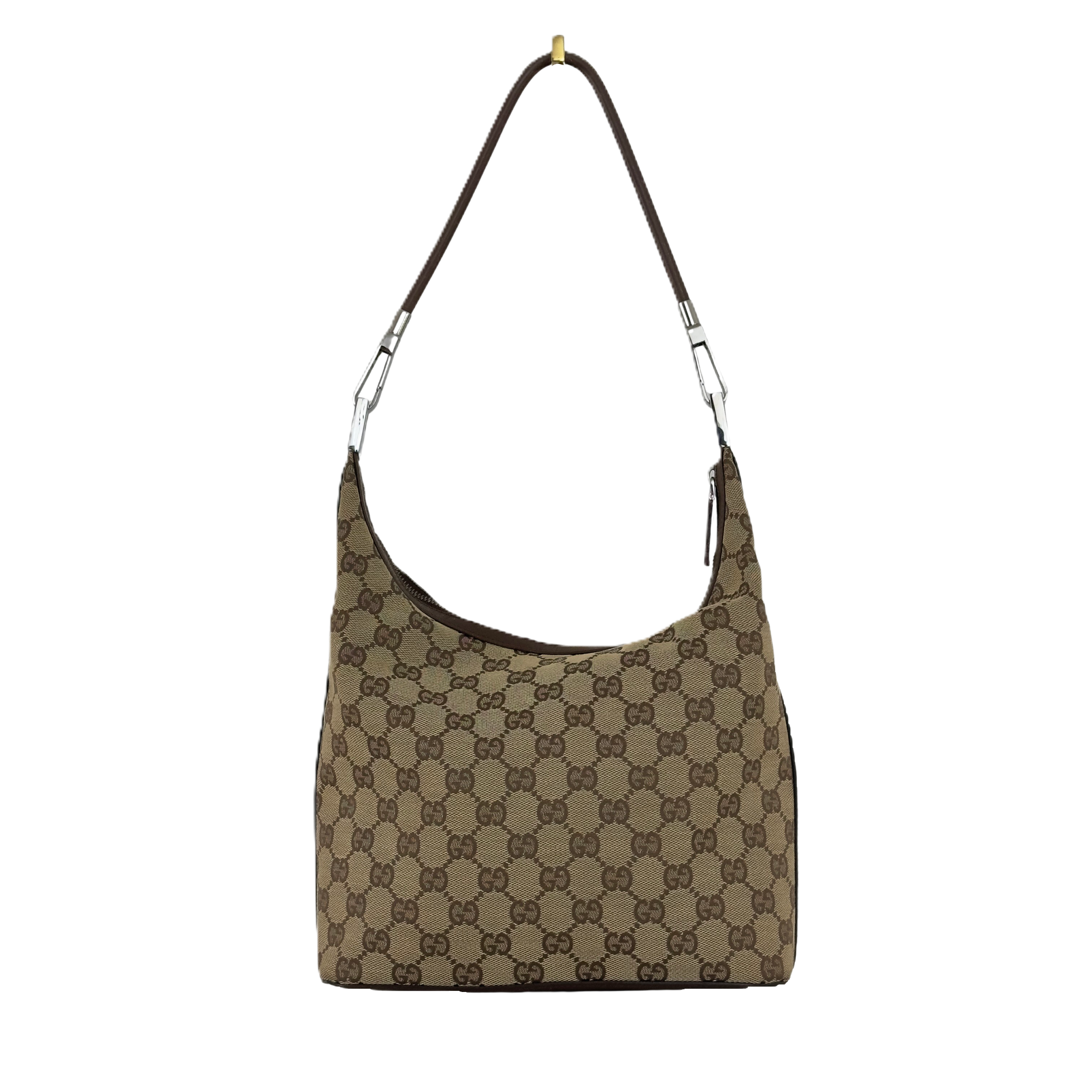 Sac à main GUCCI Hobo GG toile et cuir marron