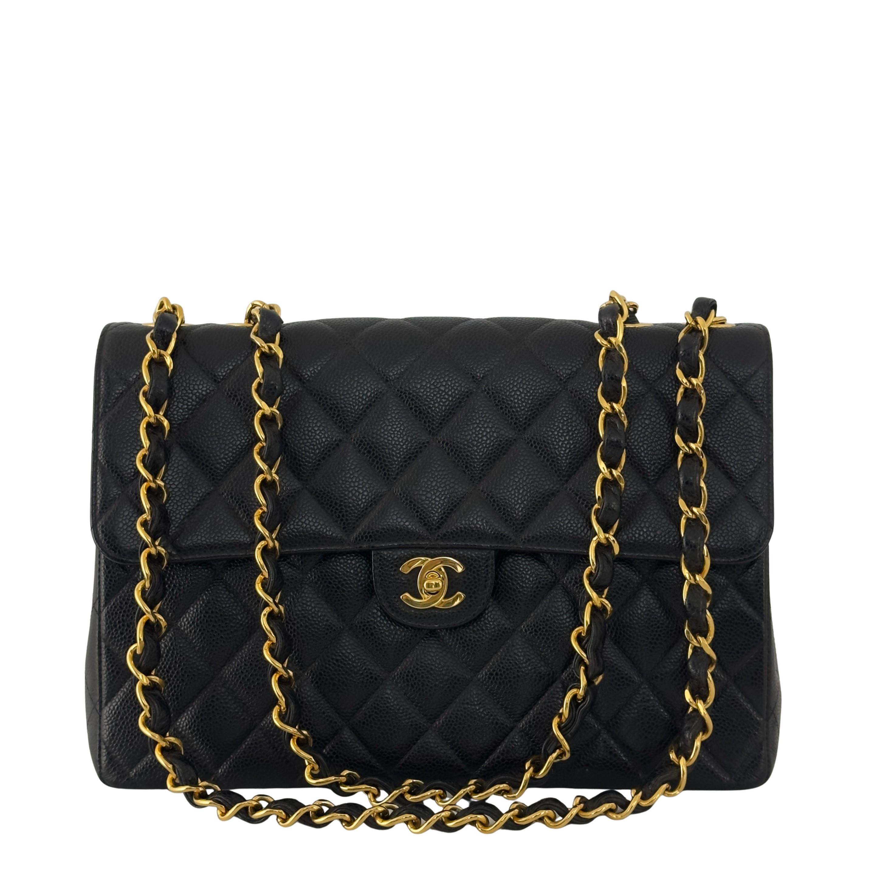 Sac à main CHANEL Timeless Classique Jumbo Single Flap cuir caviar noir