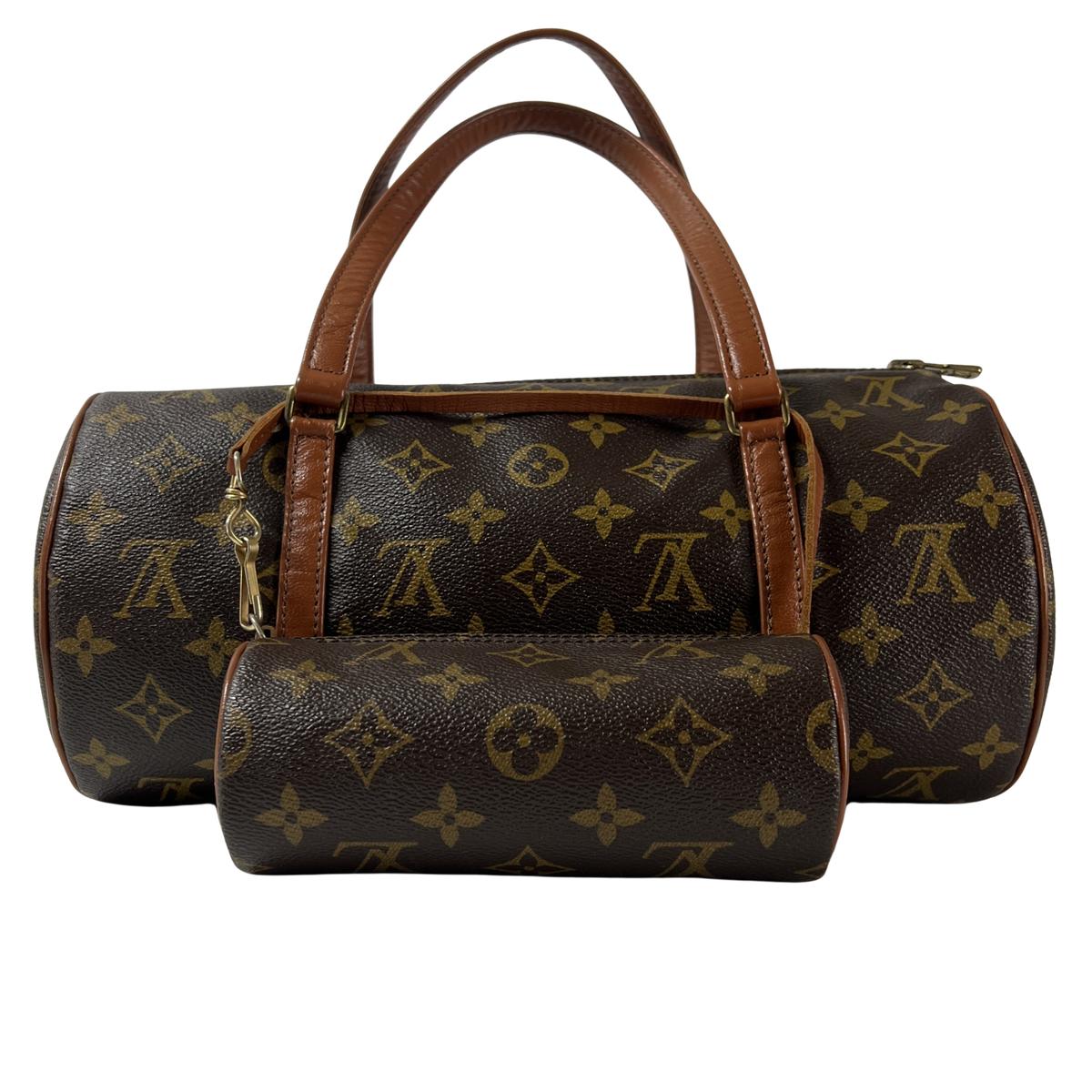 Sac à main LOUIS VUITTON Papillon toile et cuir marron