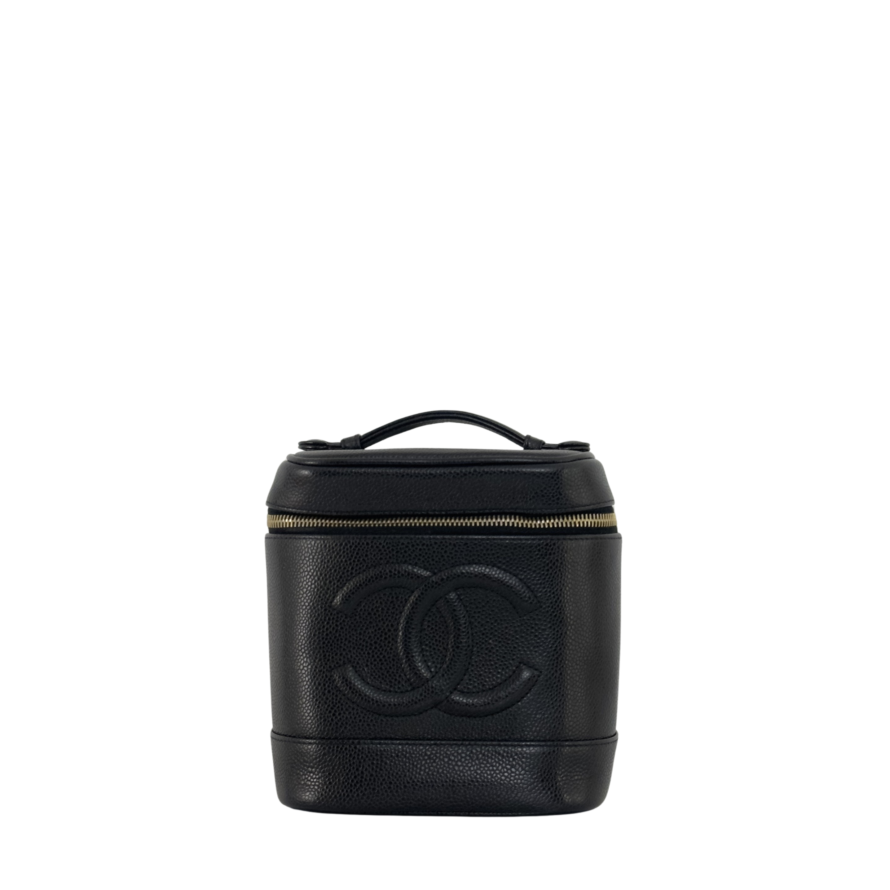 Vanity Case CHANEL CC en cuir caviar noir