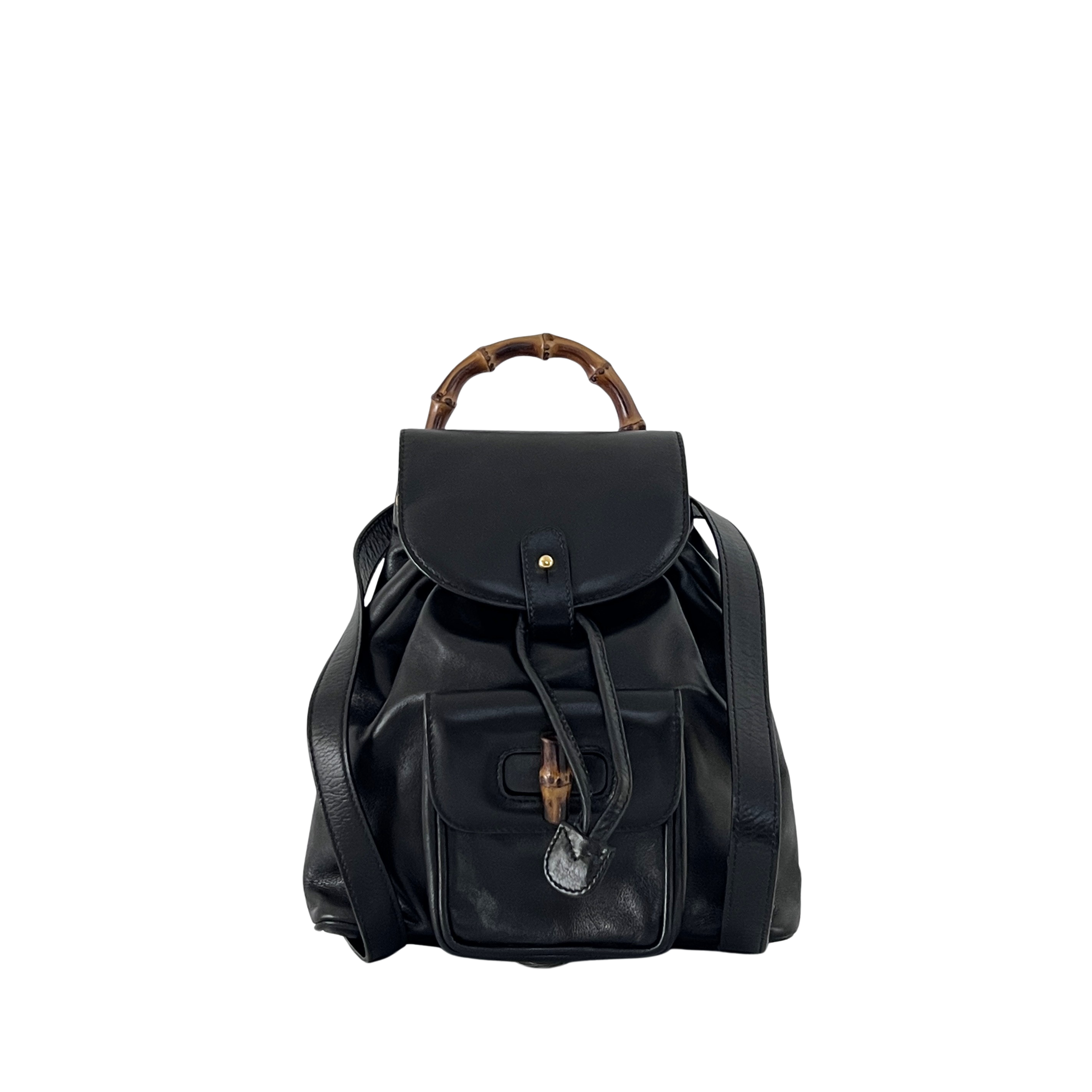 Sac à main GUCCI Bamboo Backpack cuir noir