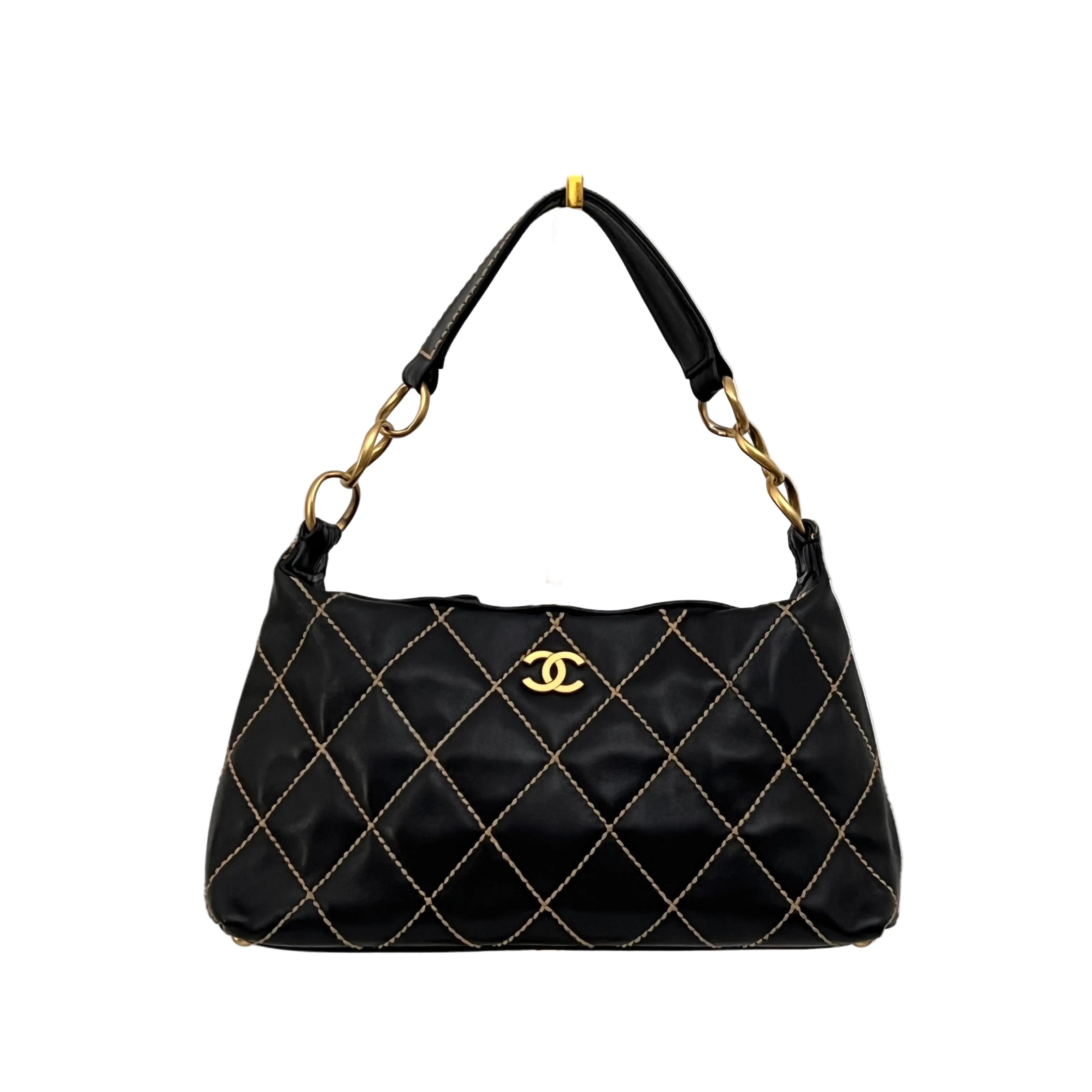 CHANEL Wild Stitch black lambskin bag Circa 1990