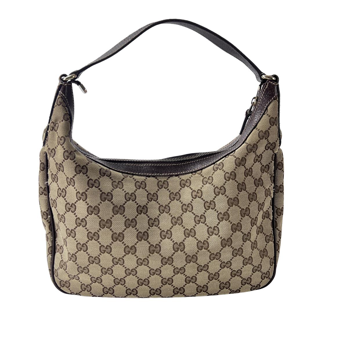 Sac à main GUCCI Hobo toile et cuir marron