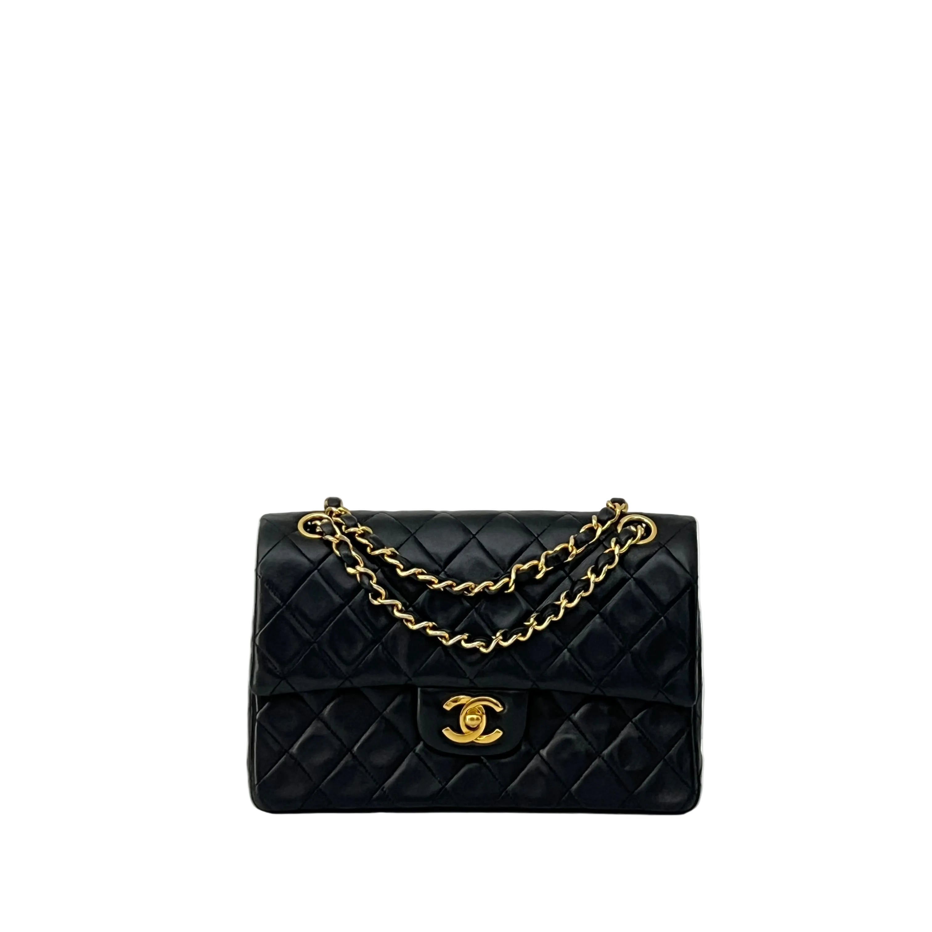 Sac CHANEL Classique Small Flap cuir d'agneau noir