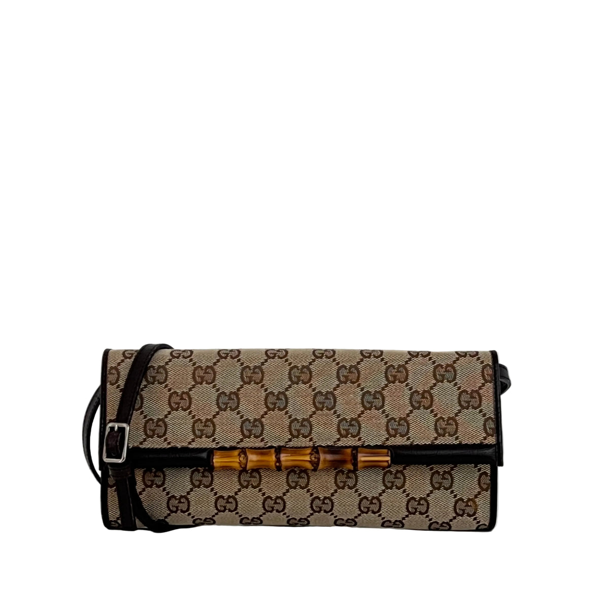 Sac GUCCI GG Bamboo toile et cuir marron