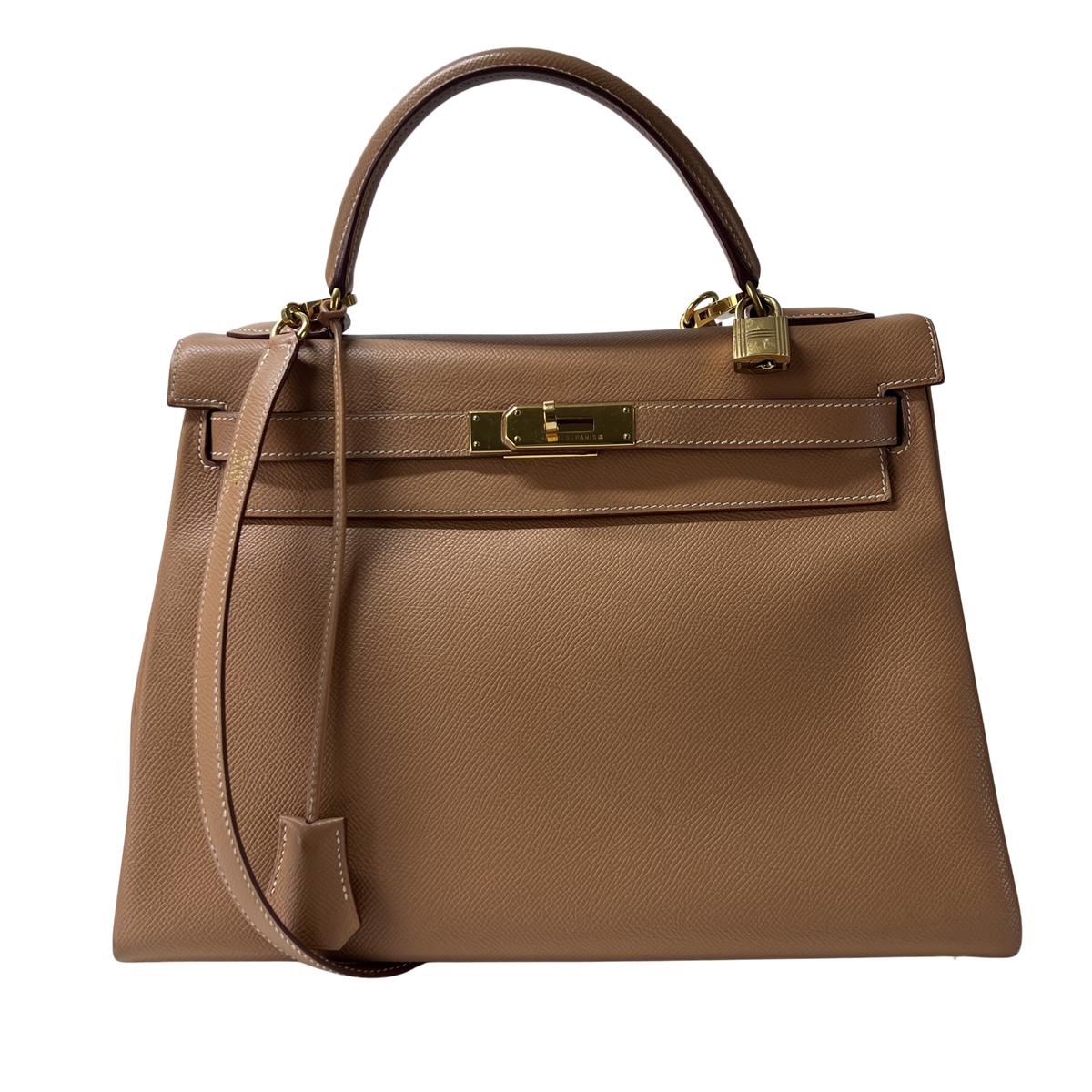 Sac à main HERMES Kelly cuir camel