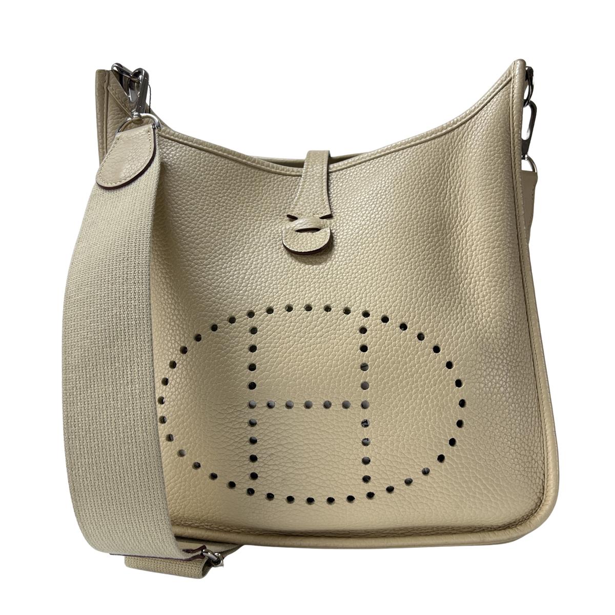 Sac à main HERMES Evelyne lll cuir clémence parchemin