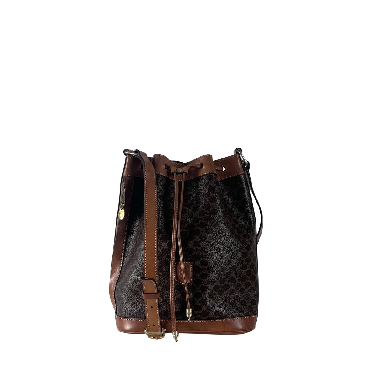 Sac à main CELINE Seau toile et cuir marron