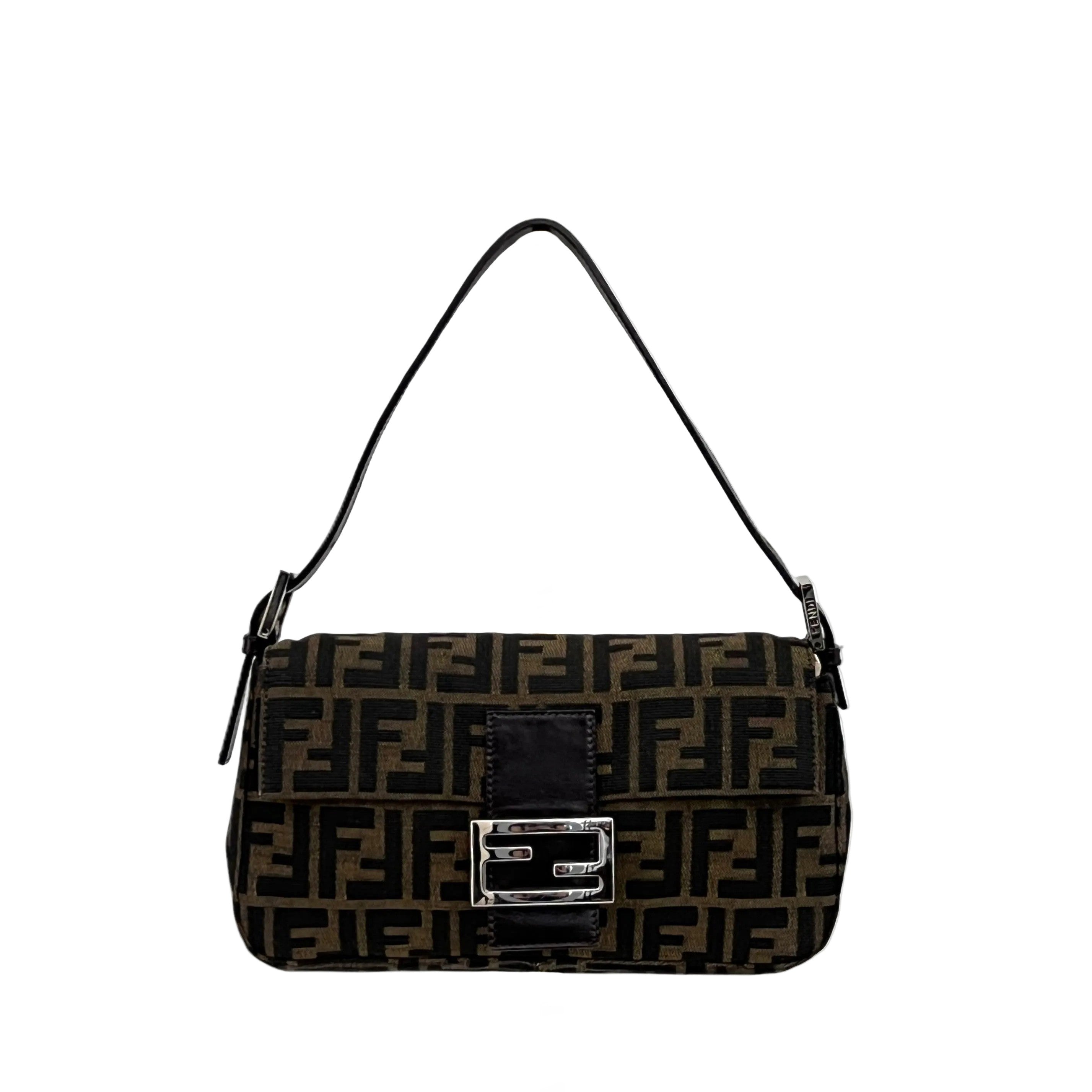 Sac FENDI Baguette toile et cuir marron
