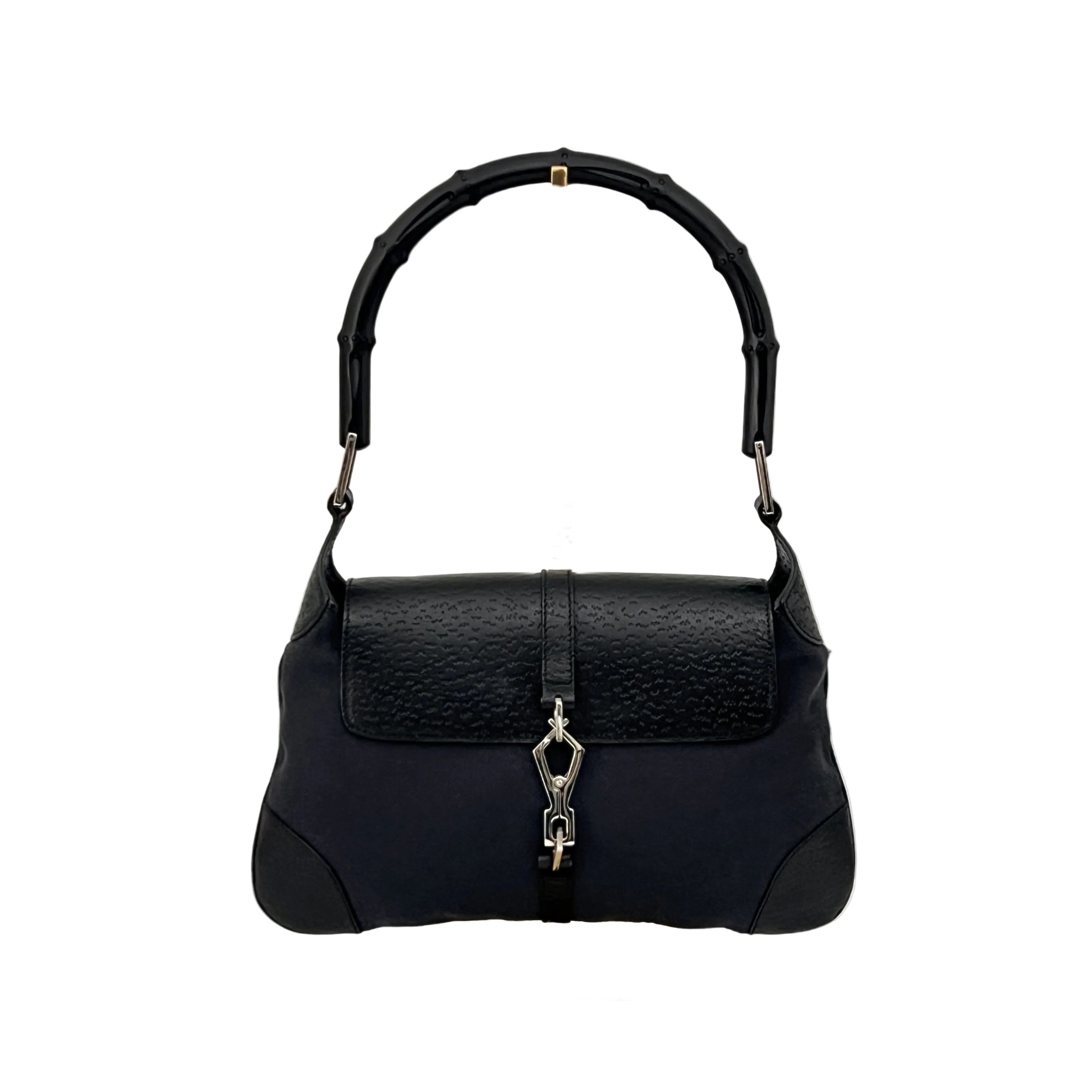 Sac GUCCI Jackie Bamboo toile et cuir noir